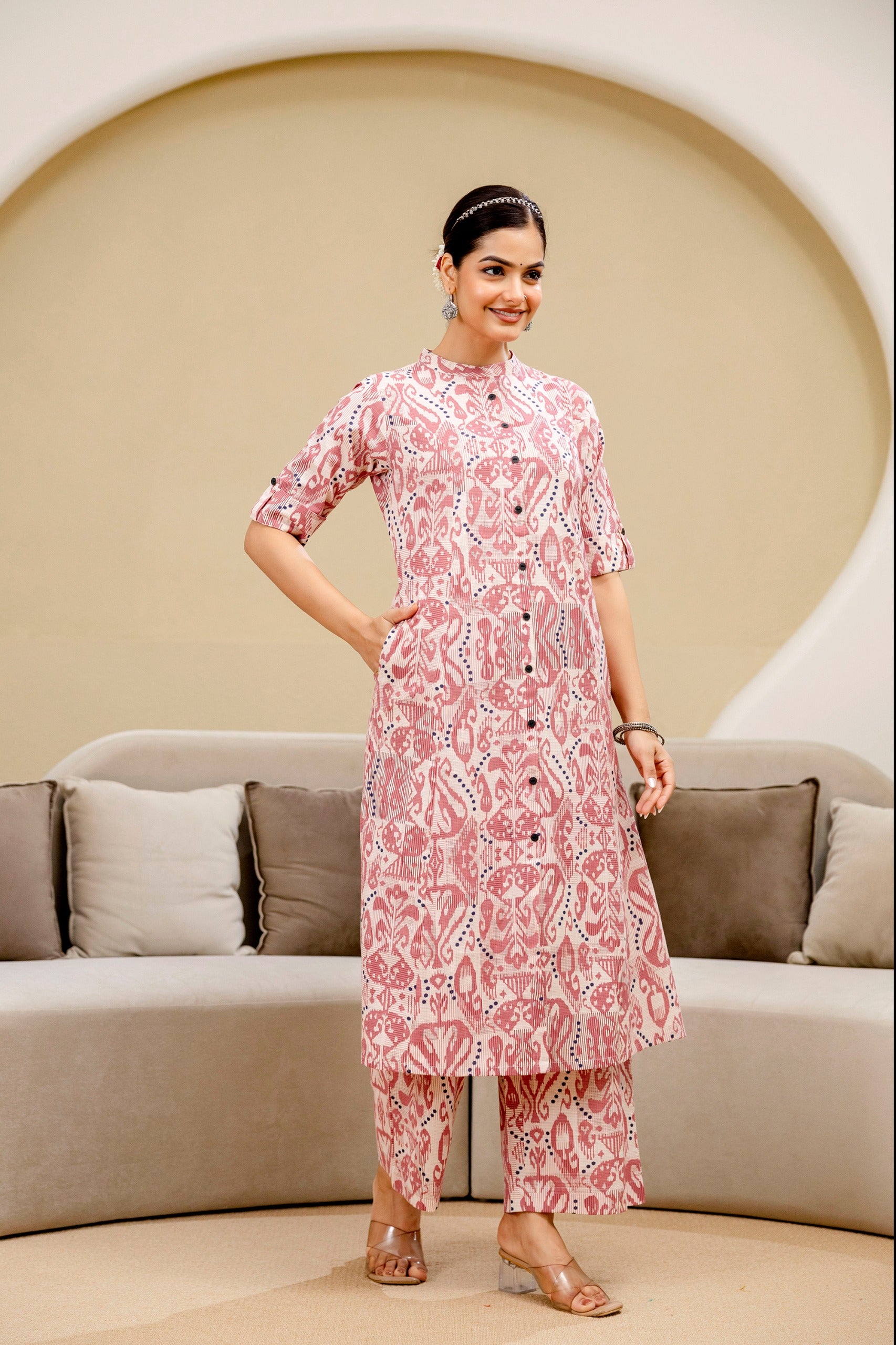 Pari Cotton Ikkat Cotton A-line Coord Set