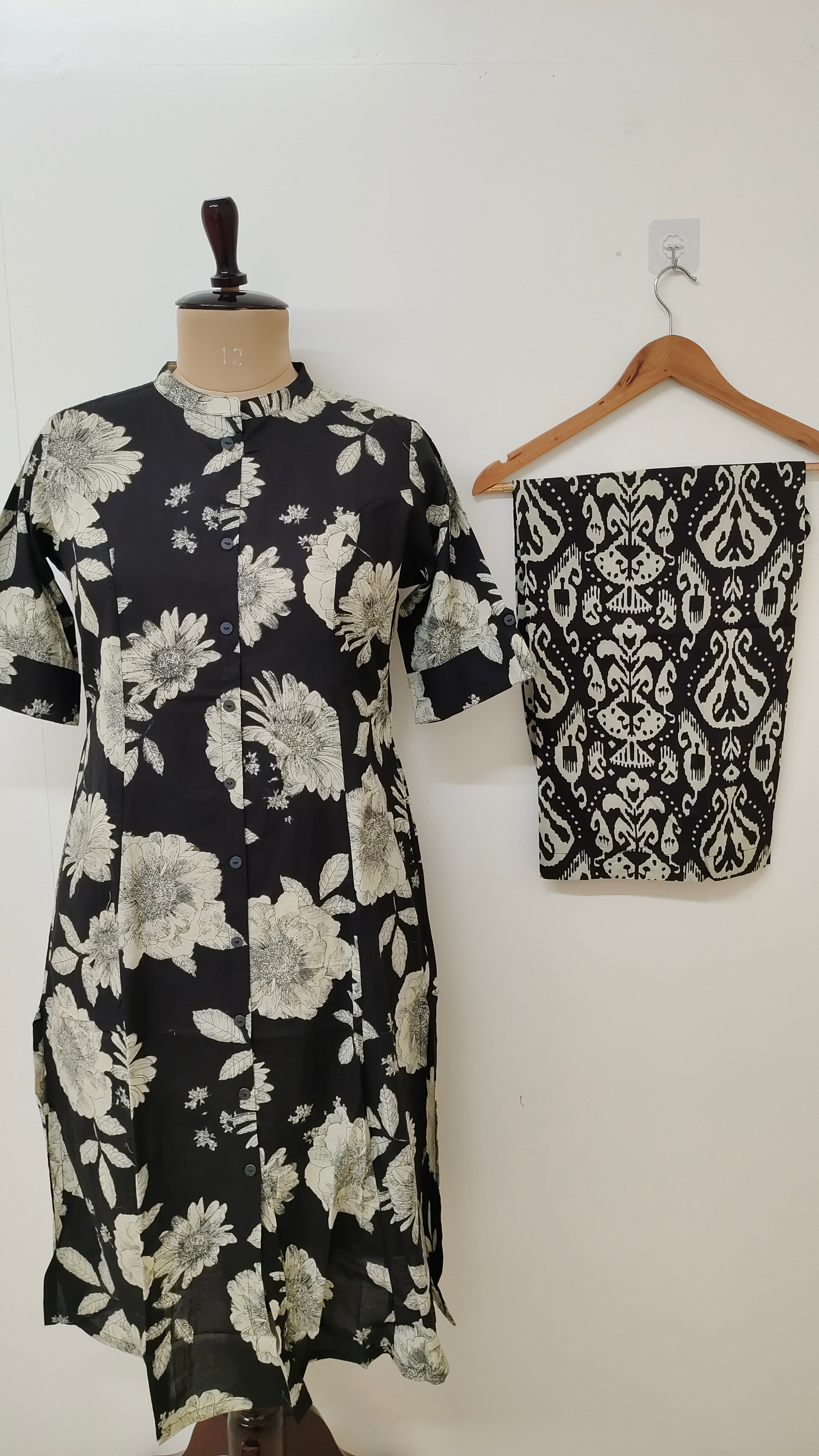 Geet Black Floral A-line Coord Set