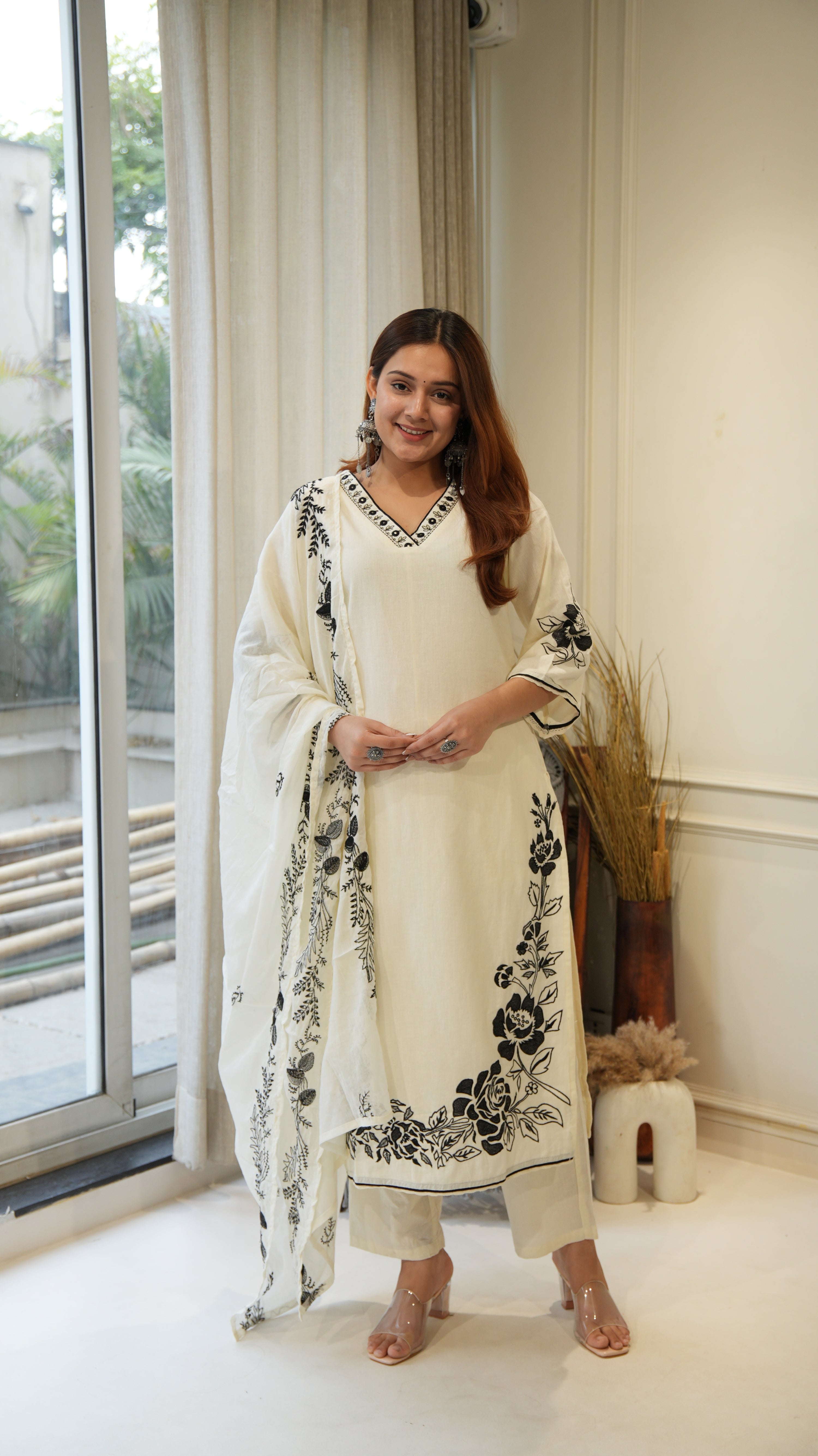 Mul Cotton Embroidered Pakistani Pant Set