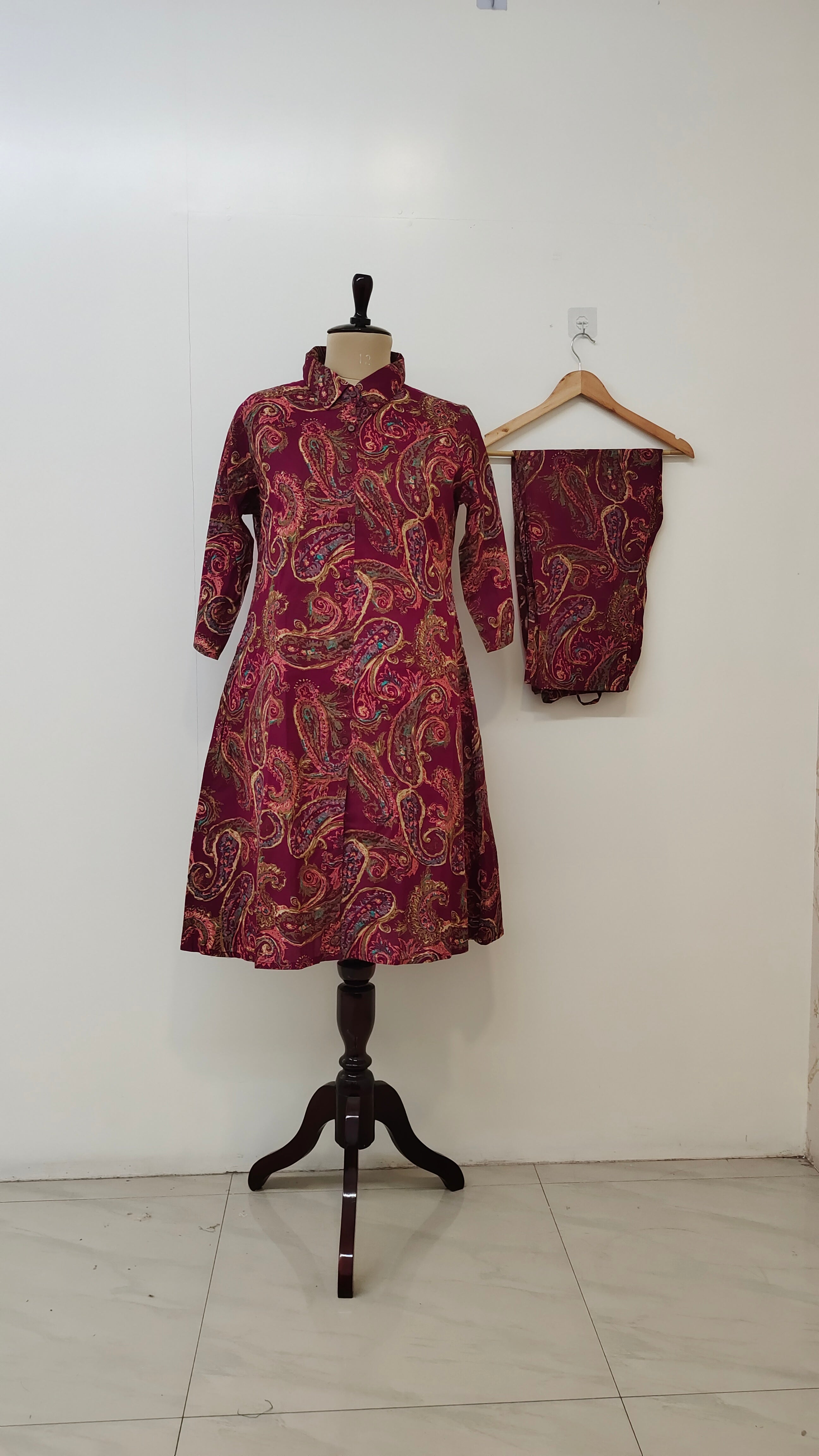 Diona Wine Kalamkari Cotton Coord Set