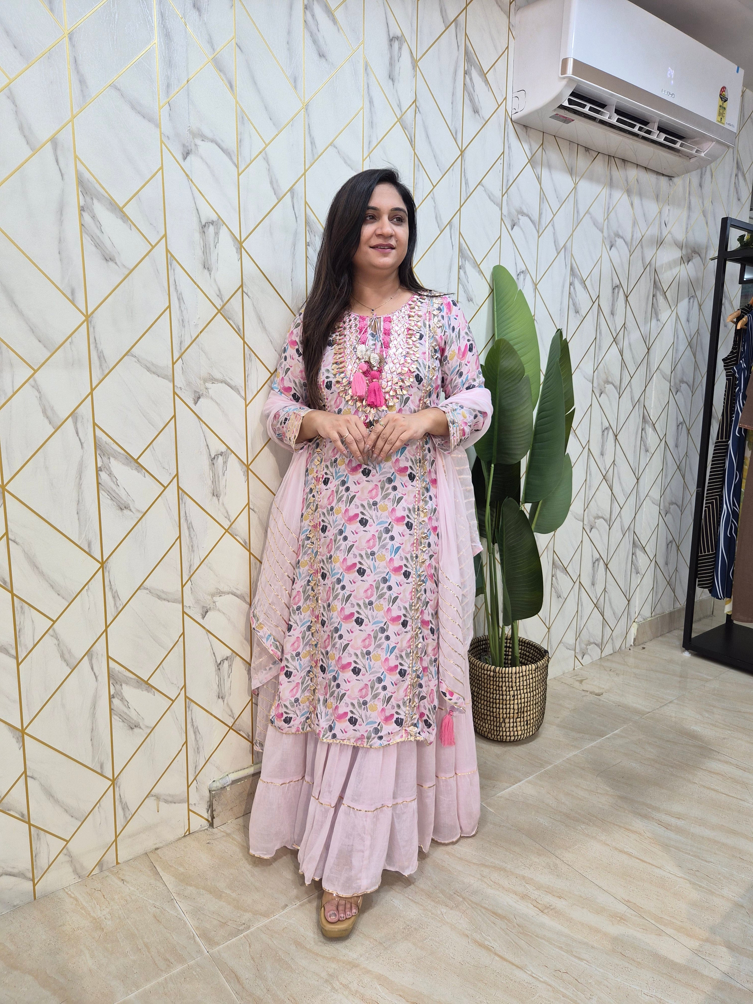 Inaya Floral Indian One Piece Dupatta Set