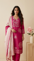 Joshina Pink Crepe HandEmbroidered Pant Set
