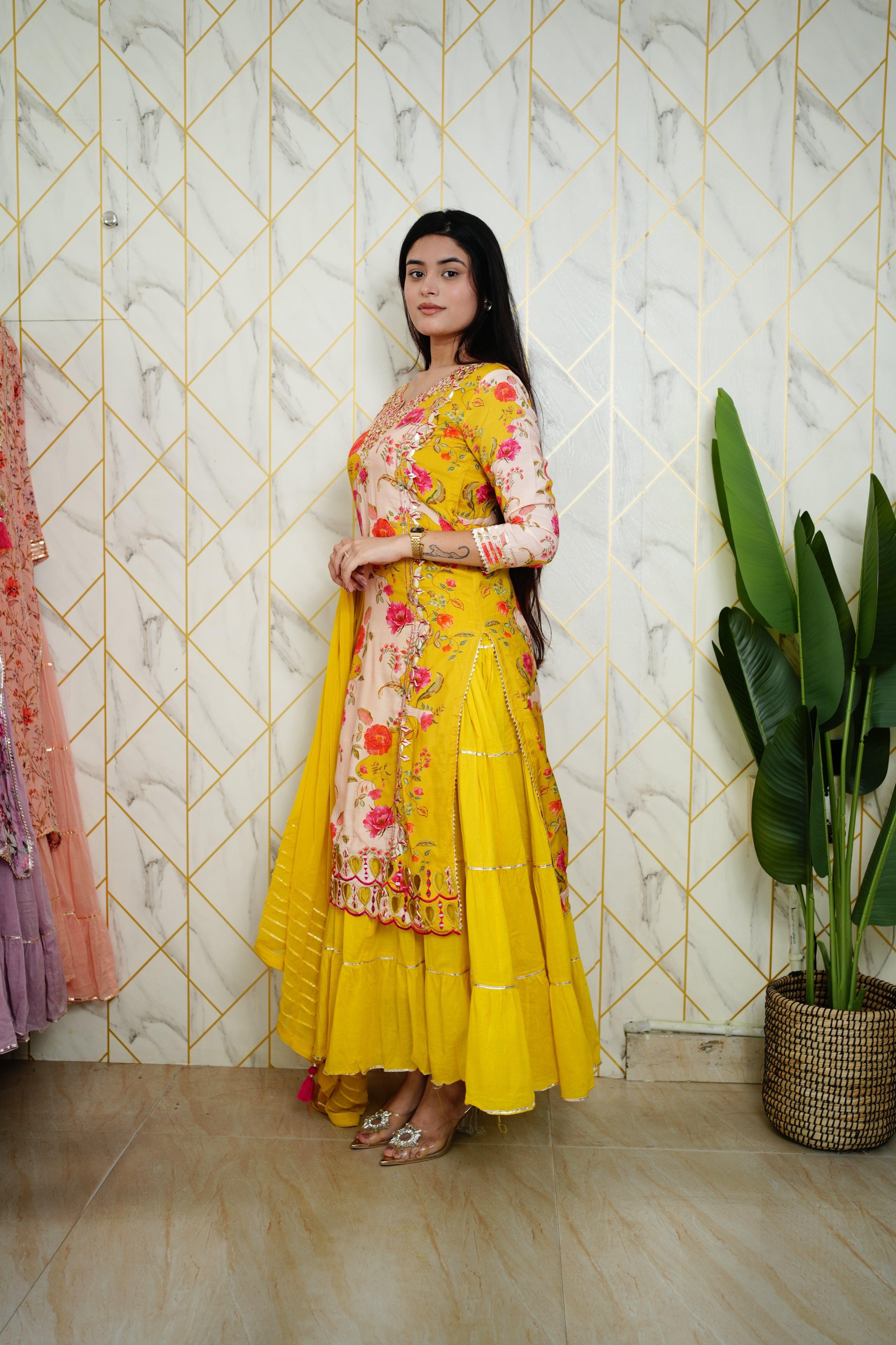 Tahira Muslin Double Layer Dupatta Set - The Jaipur Studio