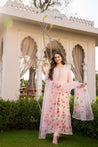Zola Mul Chanderi HandPainted Anarkali Set - The Jaipur Studio