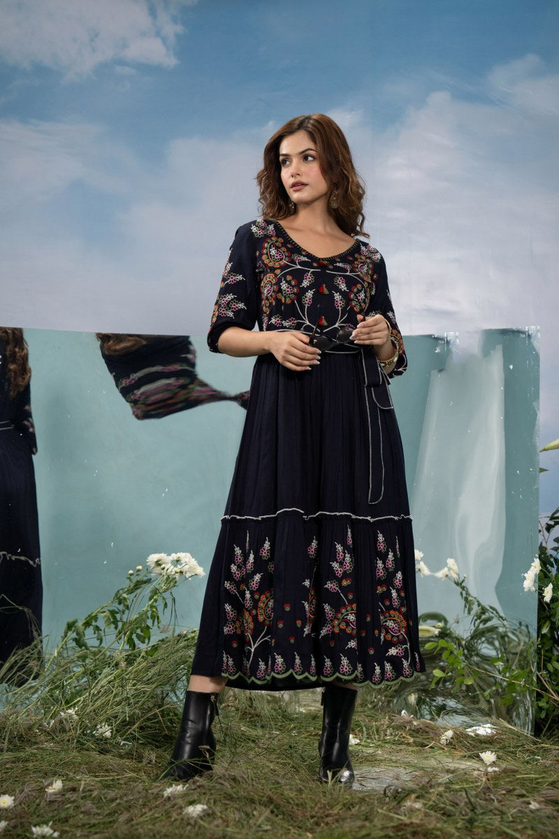 Elleza Cotton Embroidered Long Dress