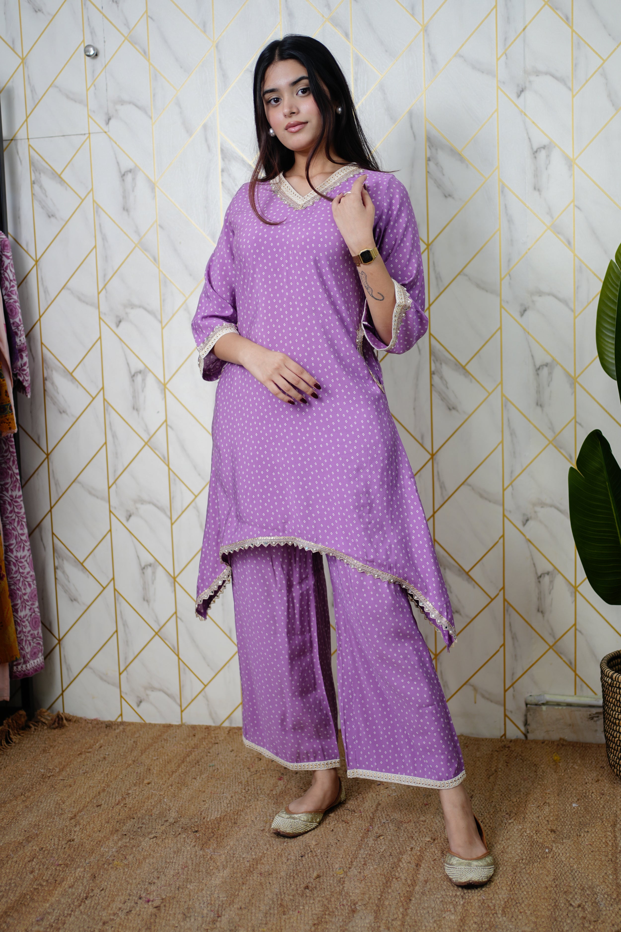 Saachi Asymmetric Muslin Embroidered Coord Set