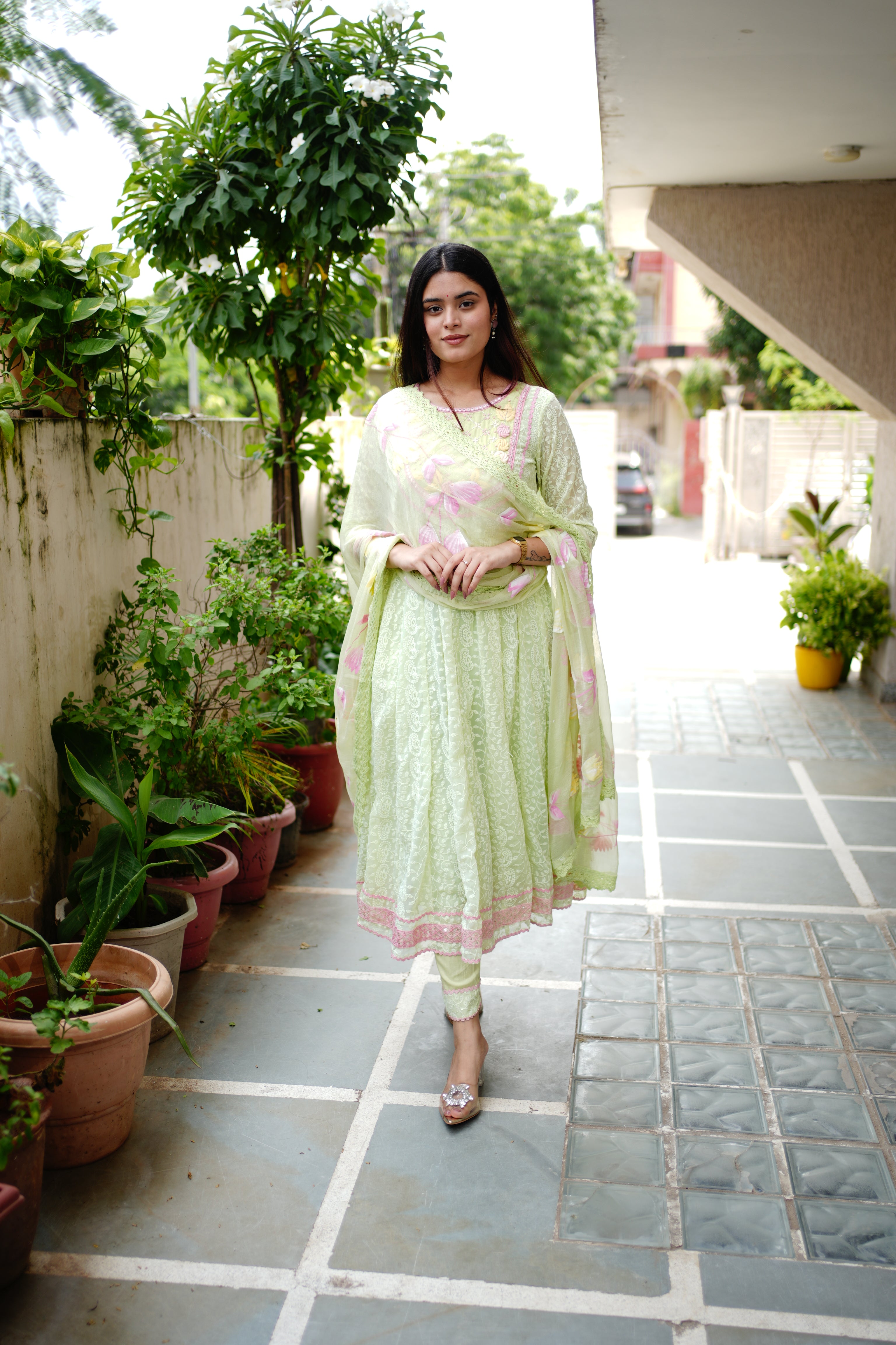 Mia Georgette HandEmbroidered Anarkali Set - The Jaipur Studio
