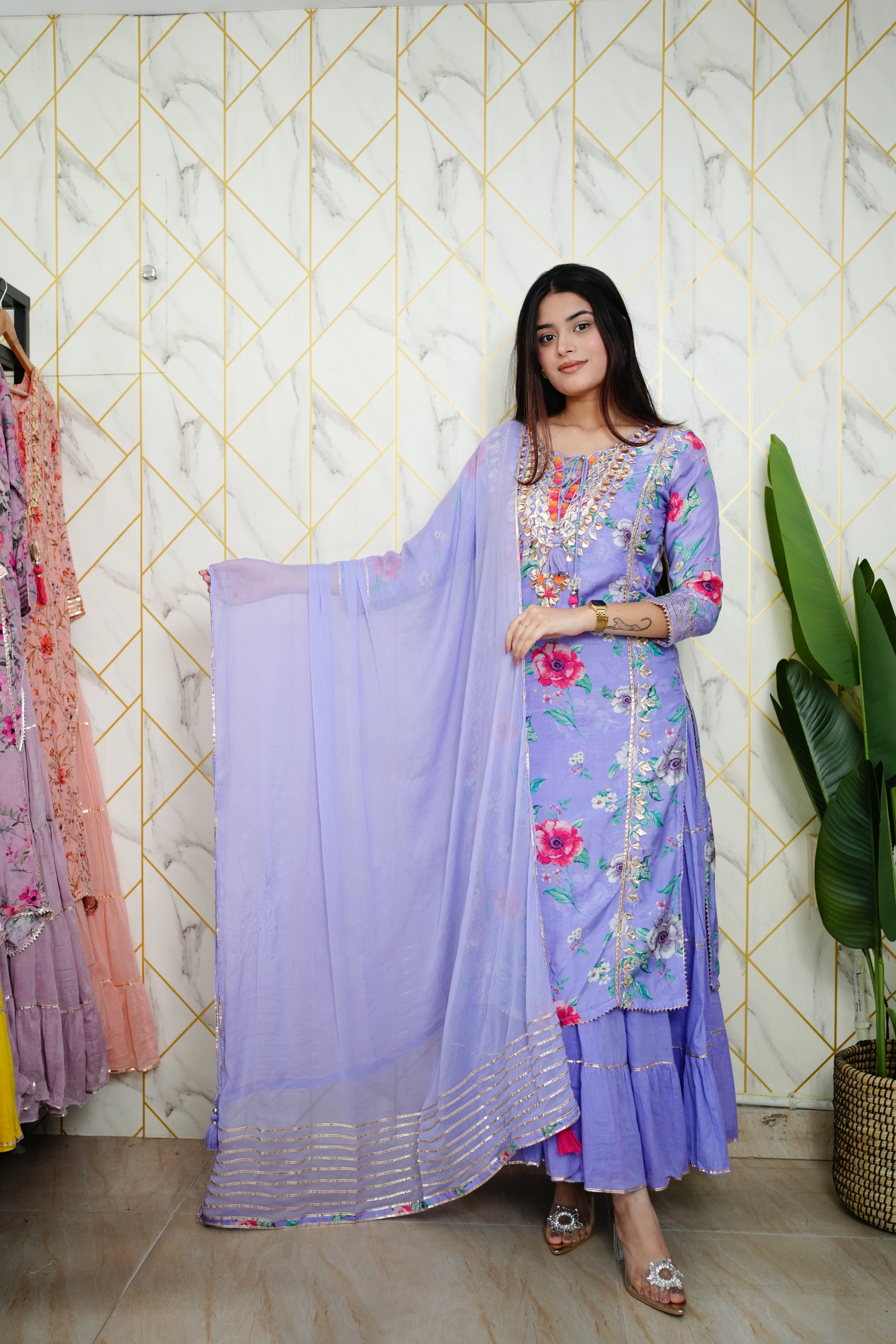 Naaz Muslin Double Layer Dupatta Set - The Jaipur Studio