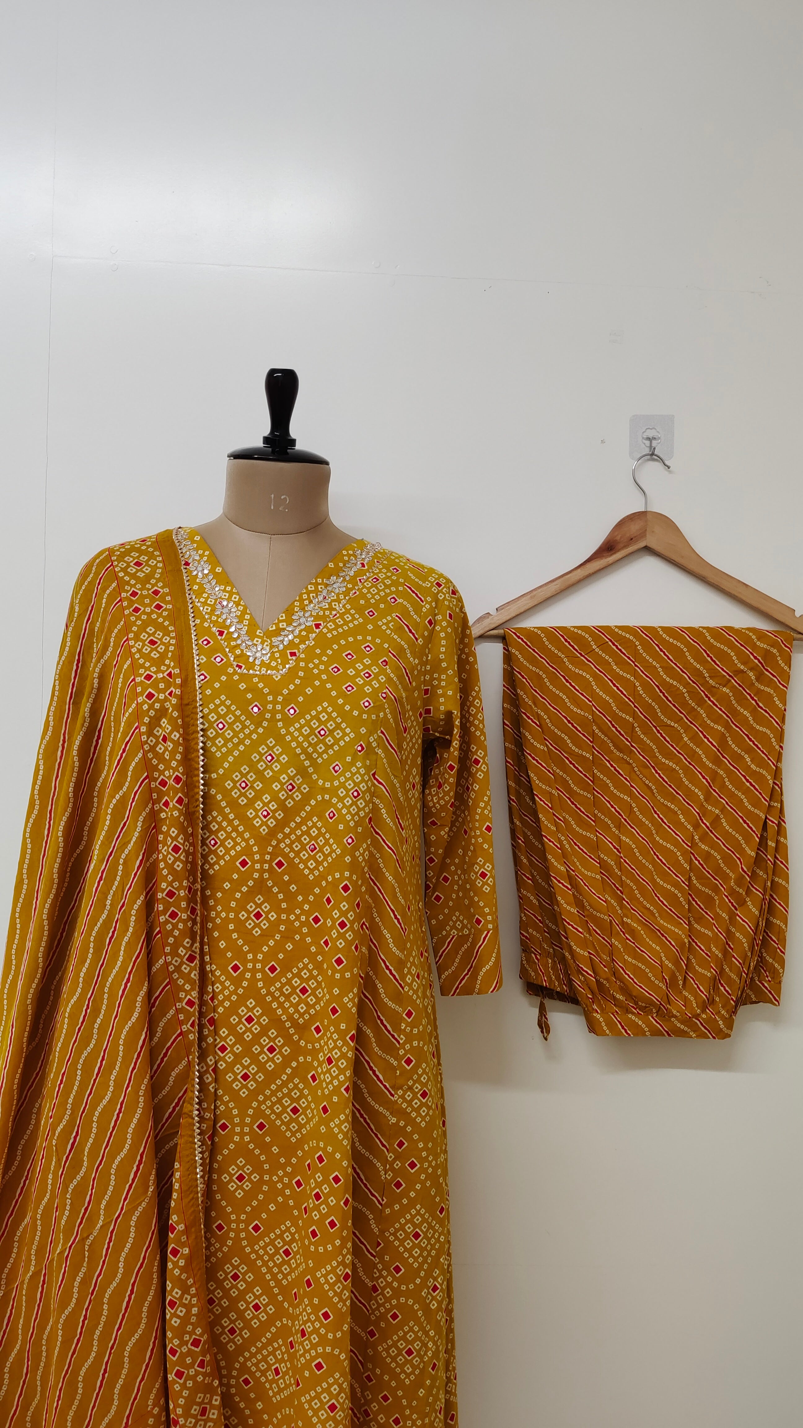 Jiara Bandhani Cotton A-line Dupatta Set