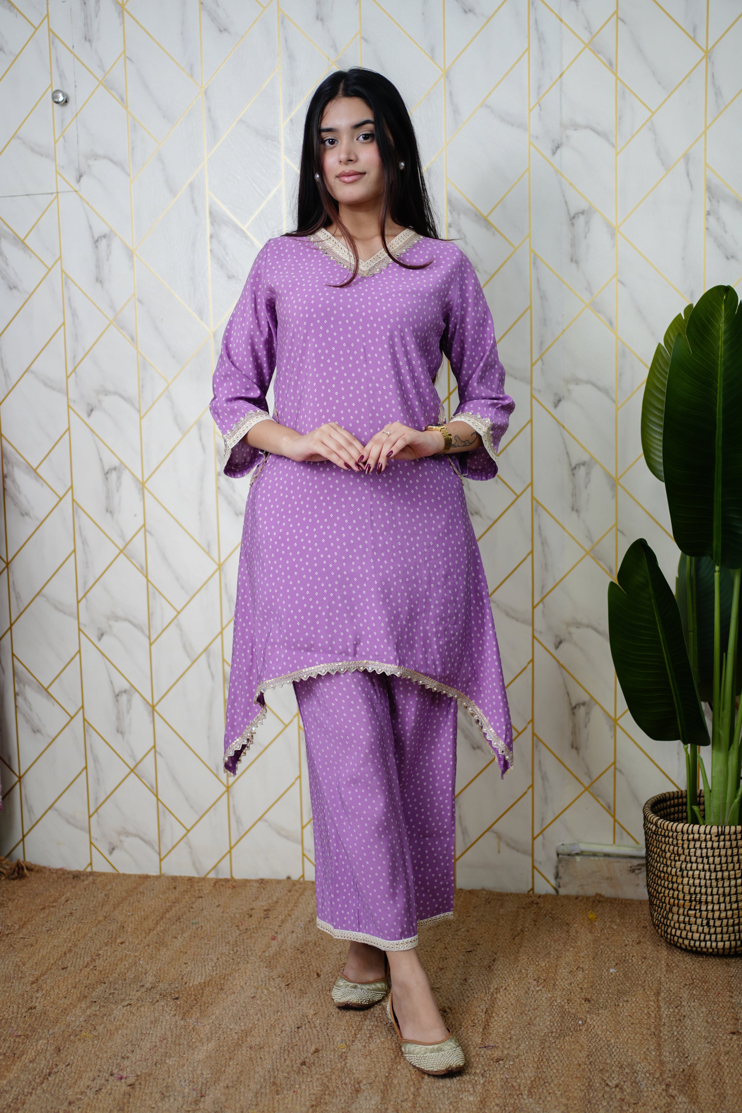 Saachi Asymmetric Muslin Embroidered Coord Set - The Jaipur Studio