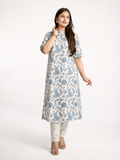 Neelakshi OffWhite Cotton Floral A-line Kurta