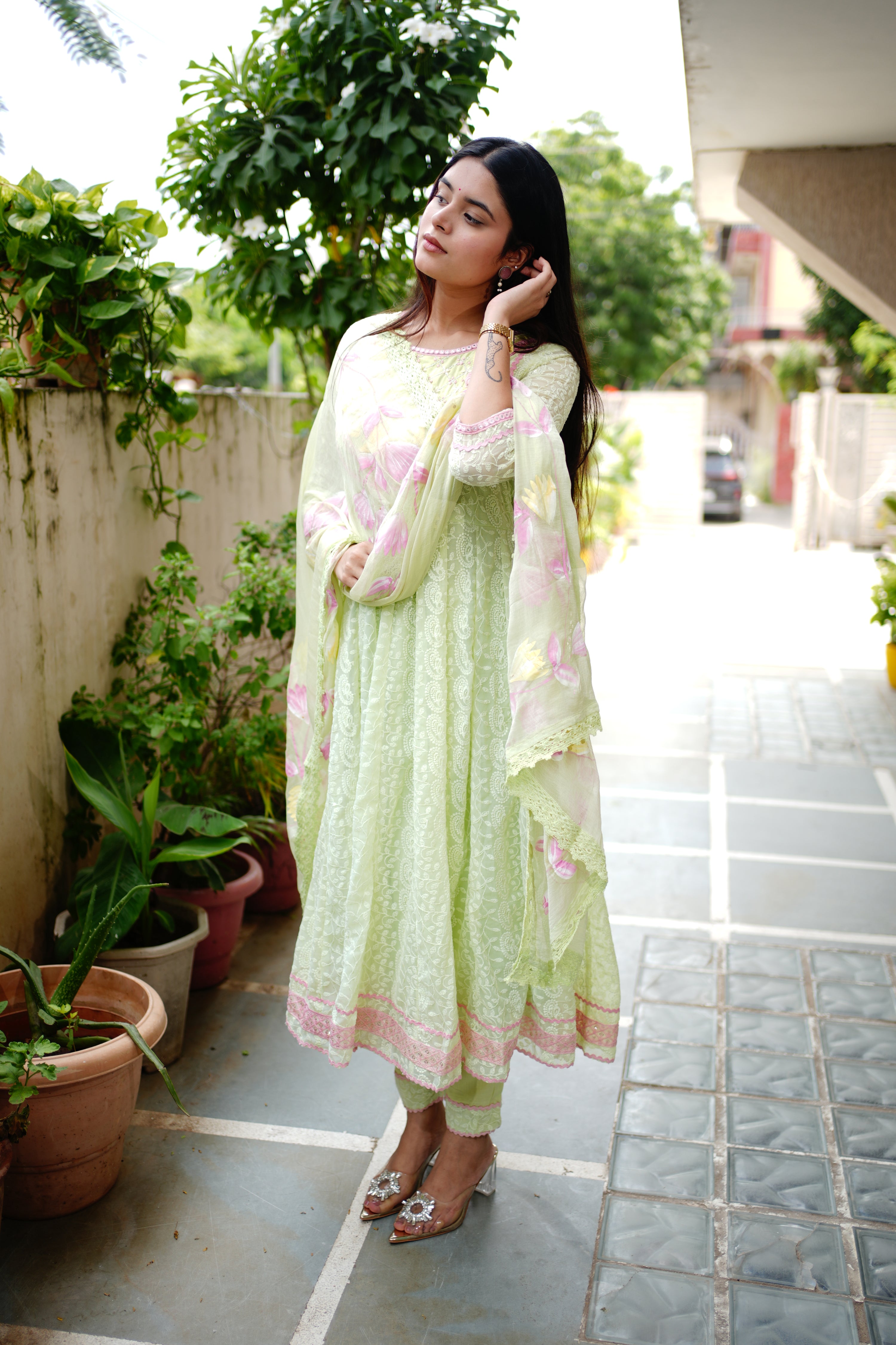 Mia Georgette HandEmbroidered Anarkali Set - The Jaipur Studio