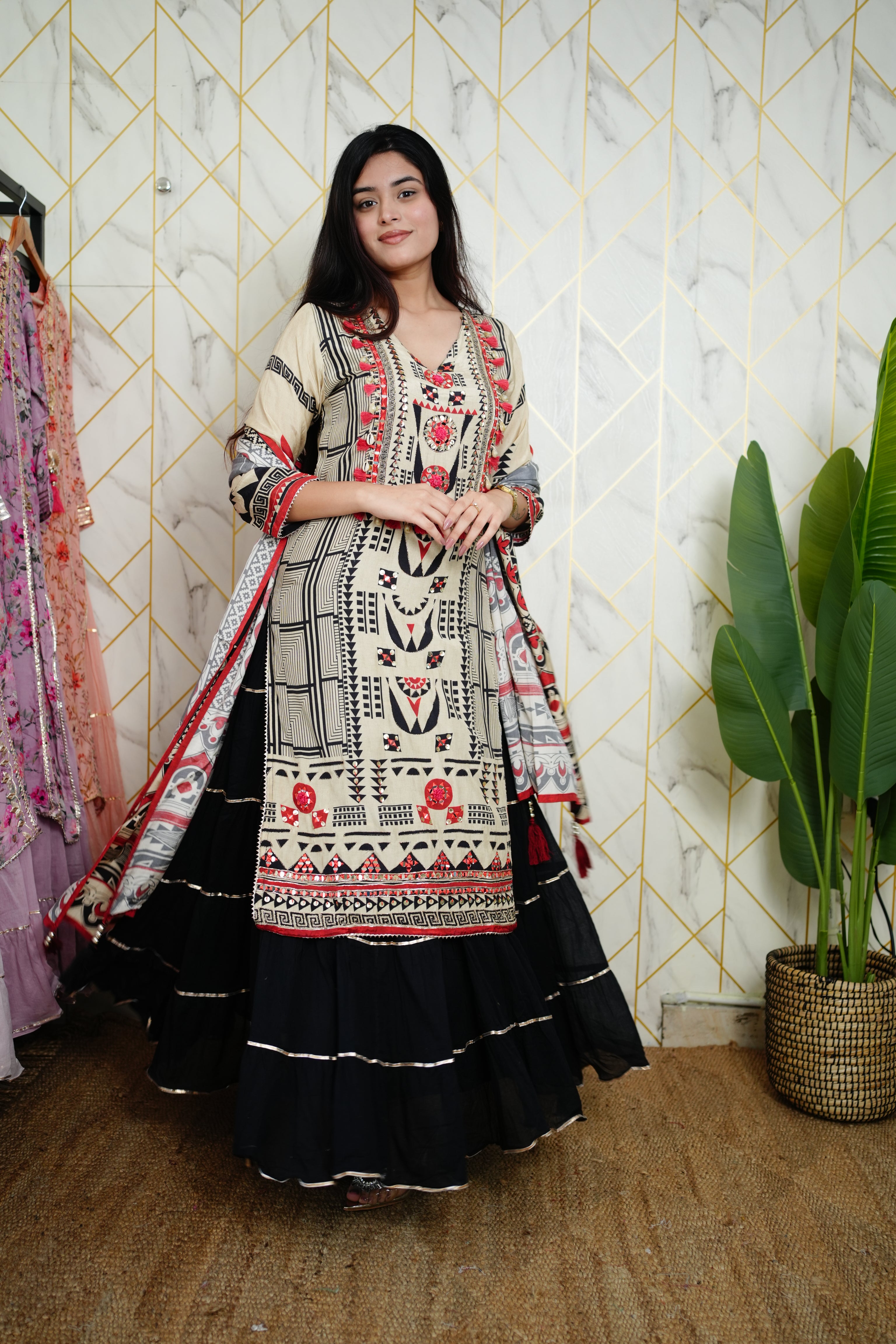 Faiza Muslin Double Layer Dupatta Set - The Jaipur Studio