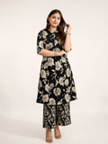 Geet Black Floral A-line Coord Set