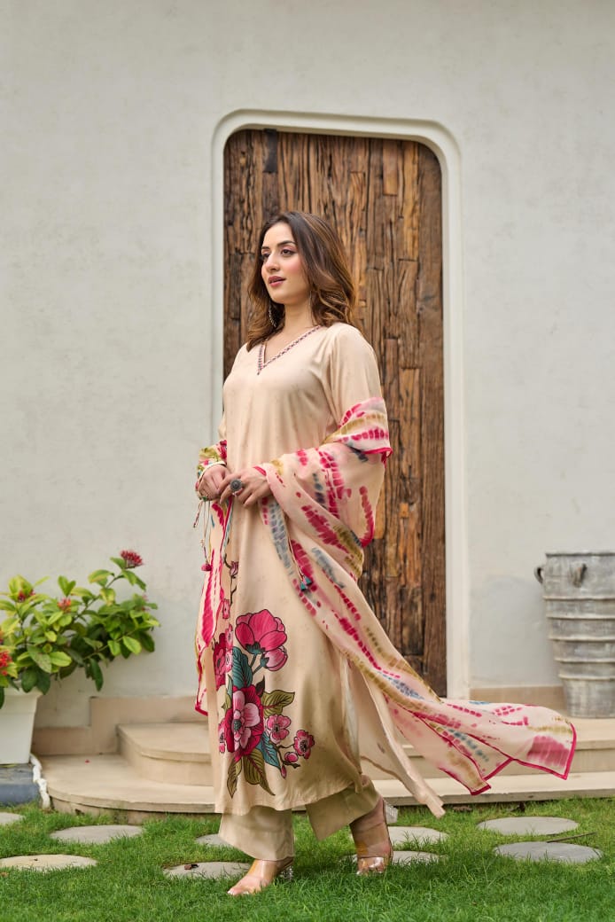 Dolly Muslin Floral Embroidered Pant Set - The Jaipur Studio