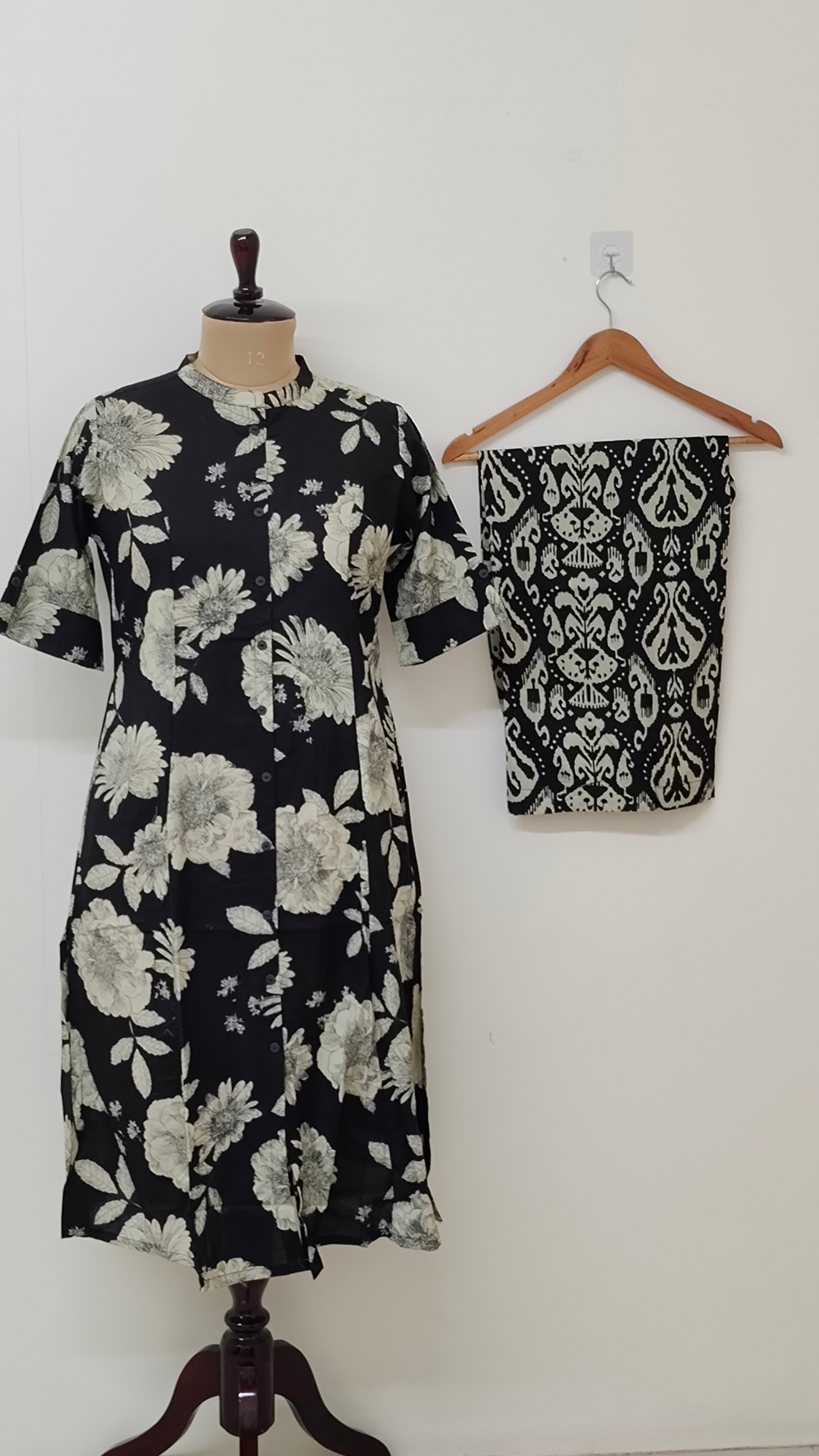 Geet Black Floral A-line Coord Set