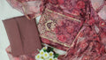 Mauve Floral Print Unstitched Salwar Suit Set with Matching Organza Dupatta