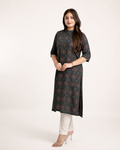 Aashi Cotton Katha Handblock Casual Straight Kurta