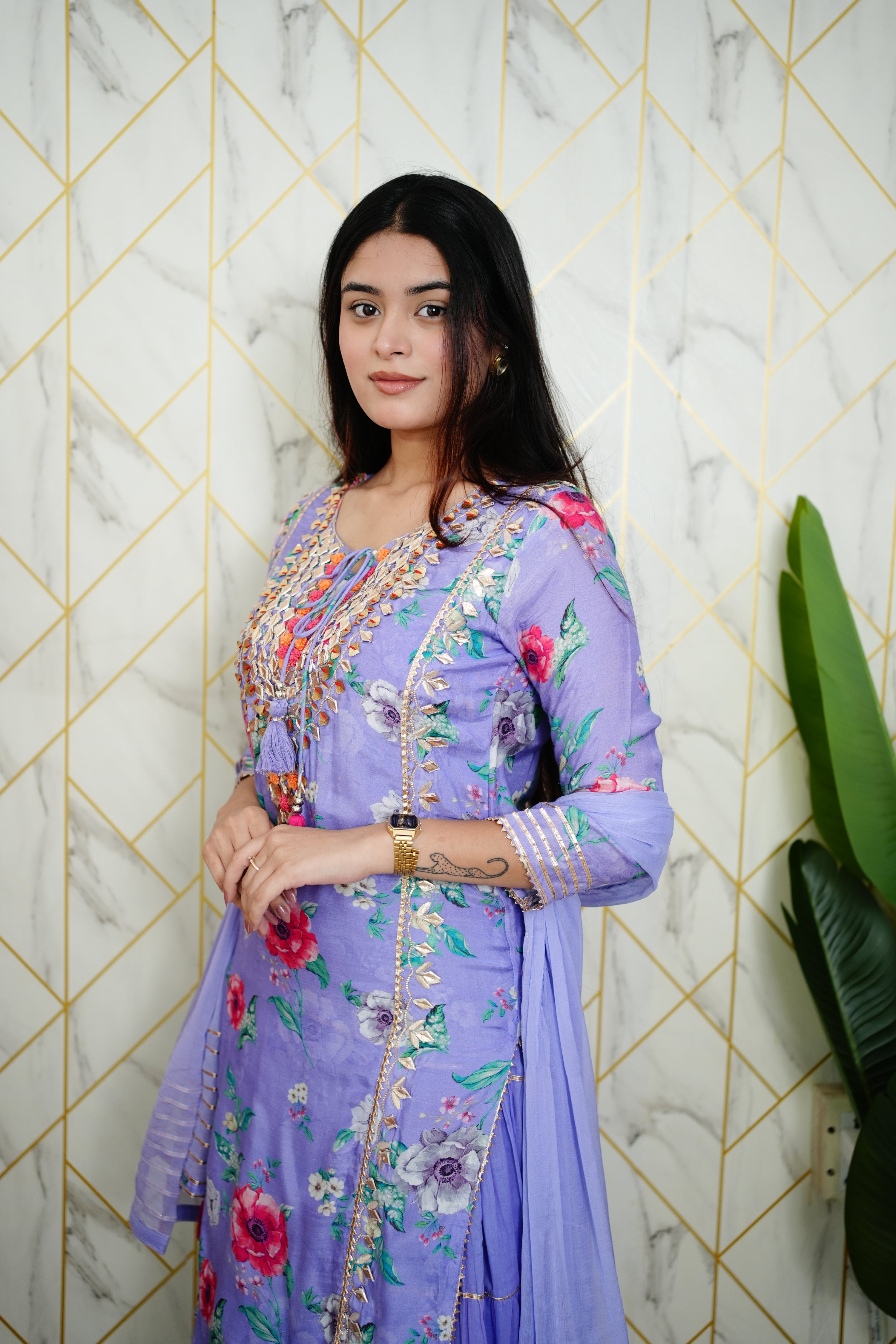 Naaz Muslin Double Layer Dupatta Set - The Jaipur Studio