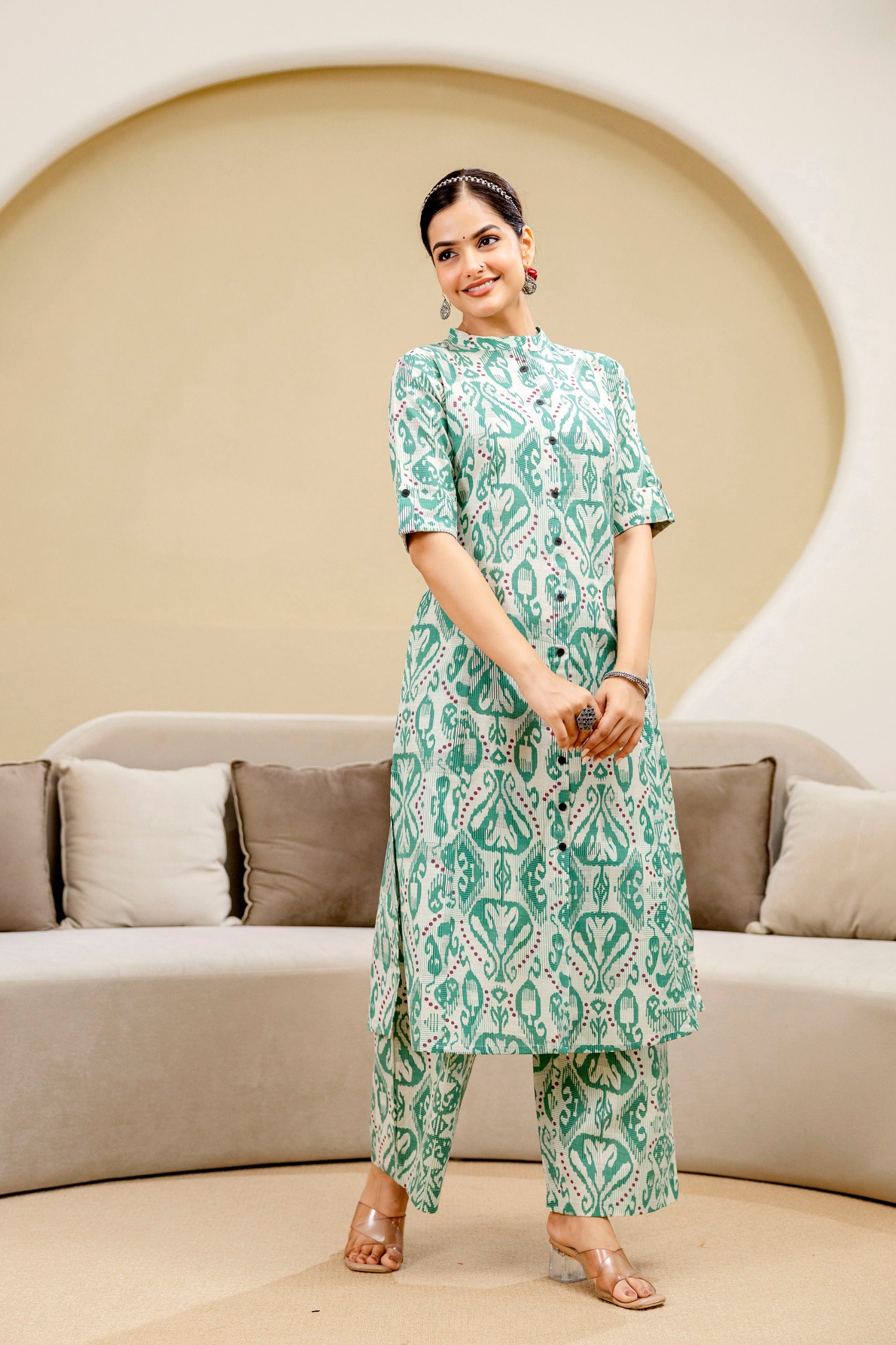 Pari Cotton Ikkat Cotton A-line Coord Set