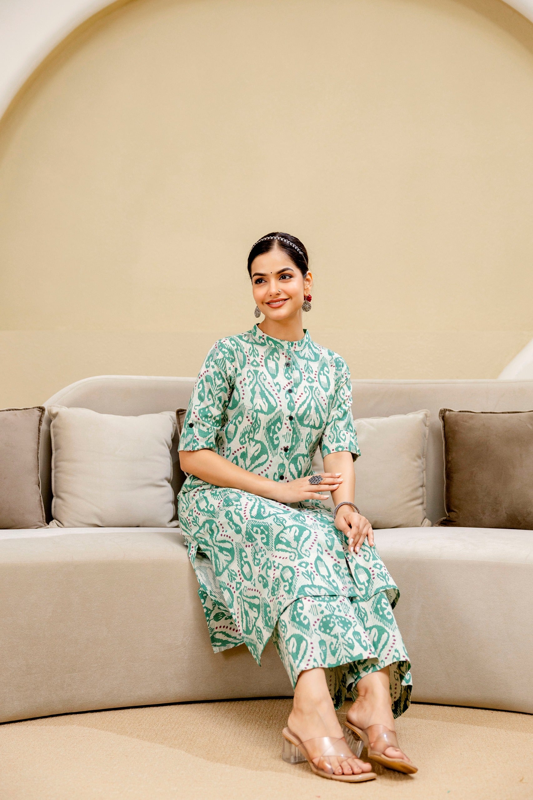 Pari Cotton Ikkat Cotton A-line Coord Set
