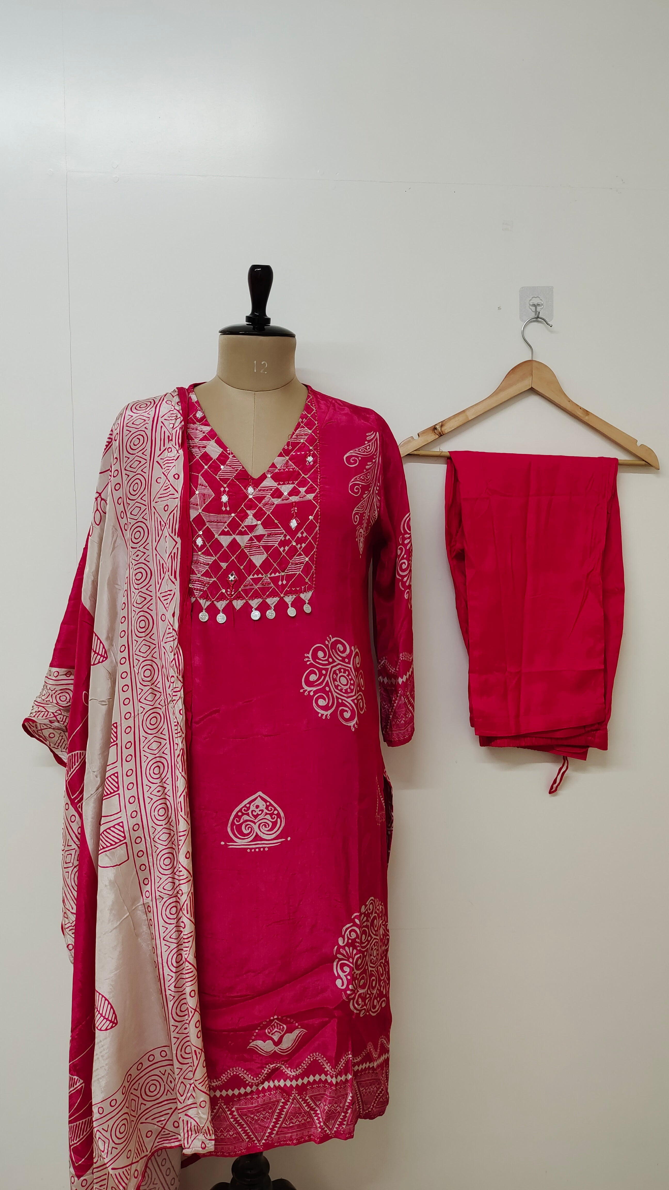 Joshina Pink Crepe HandEmbroidered Pant Set