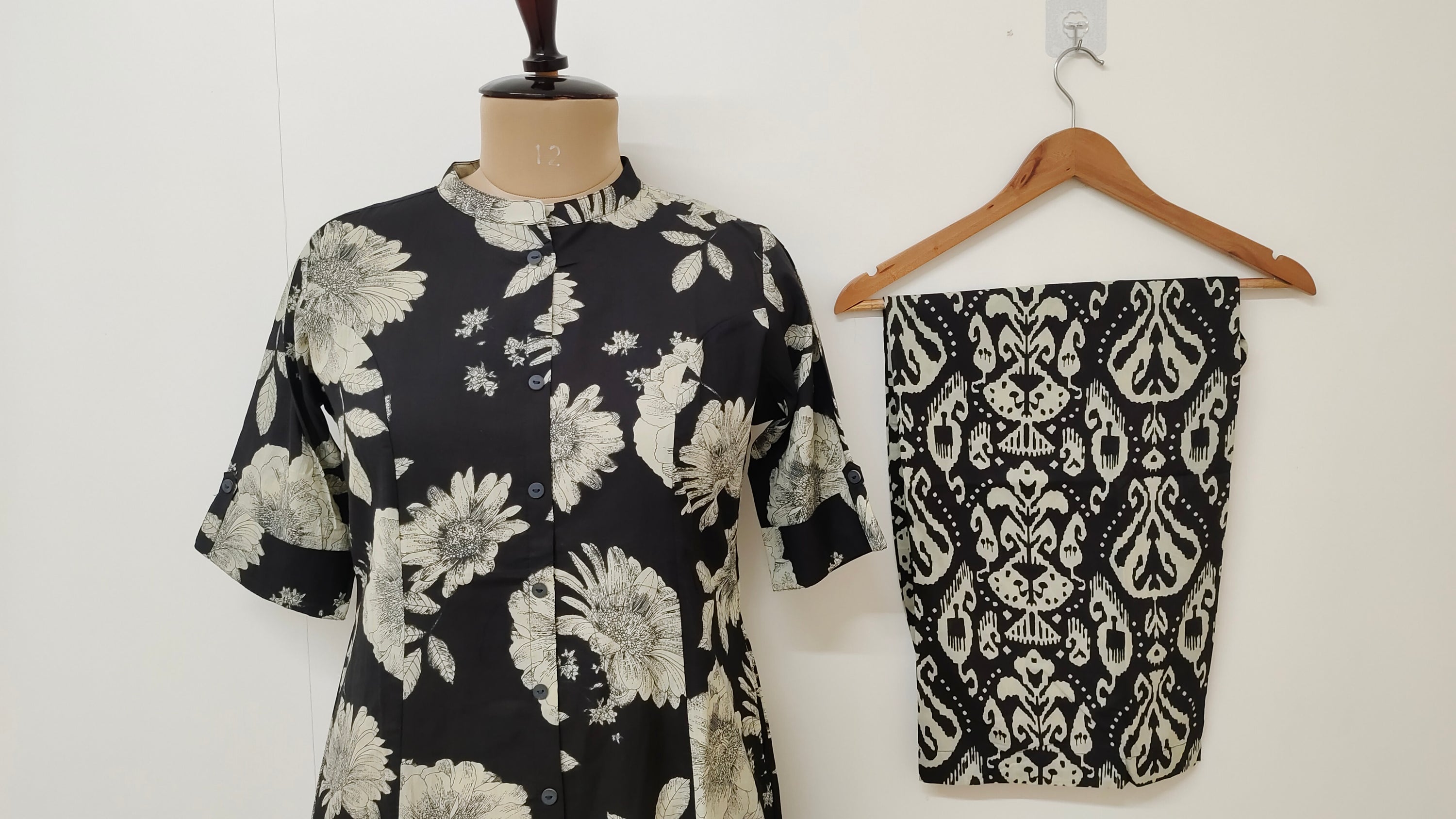 Geet Black Floral A-line Coord Set