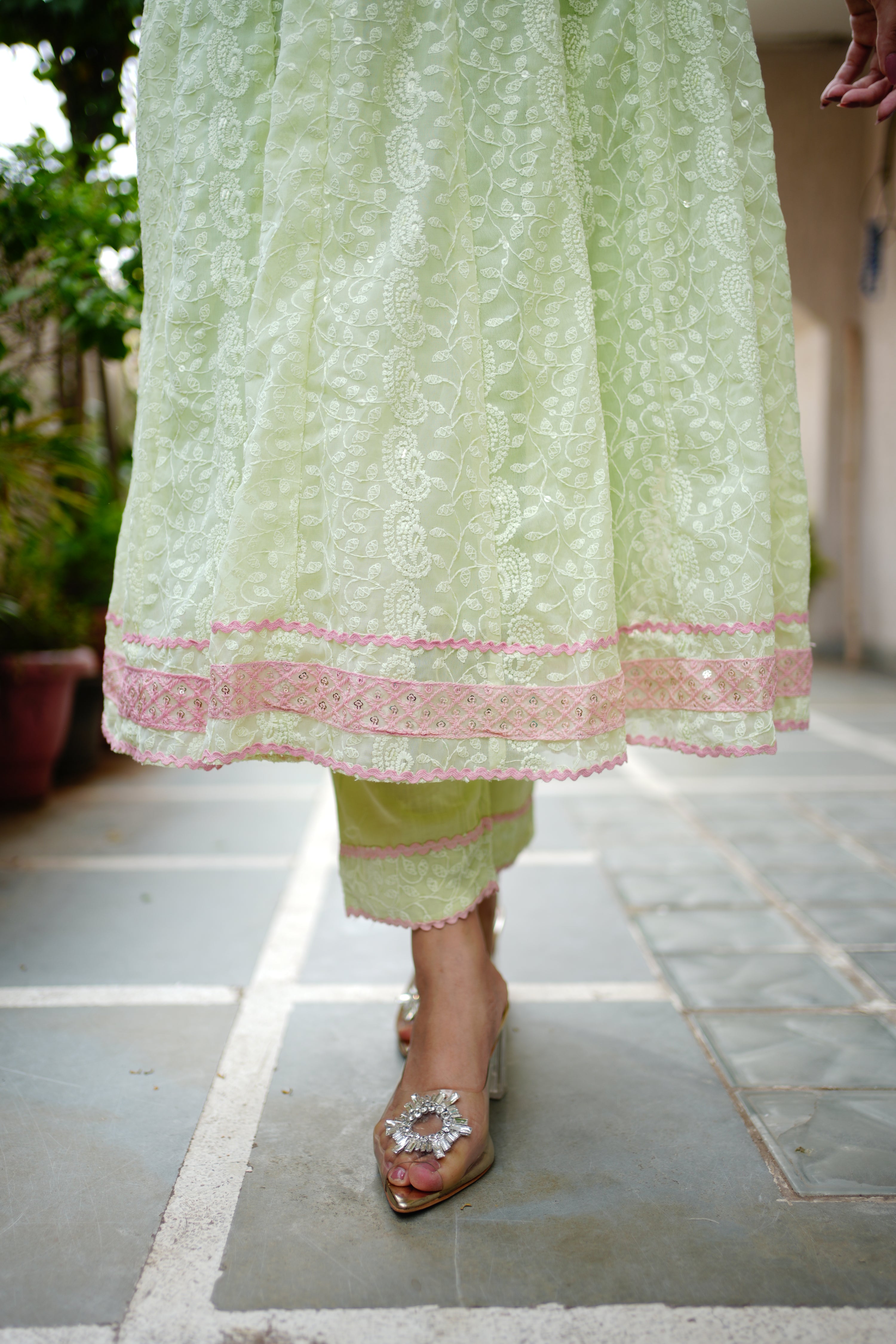 Mia Georgette HandEmbroidered Anarkali Set - The Jaipur Studio
