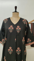 Kush Black Cotton A-line Kurta Set