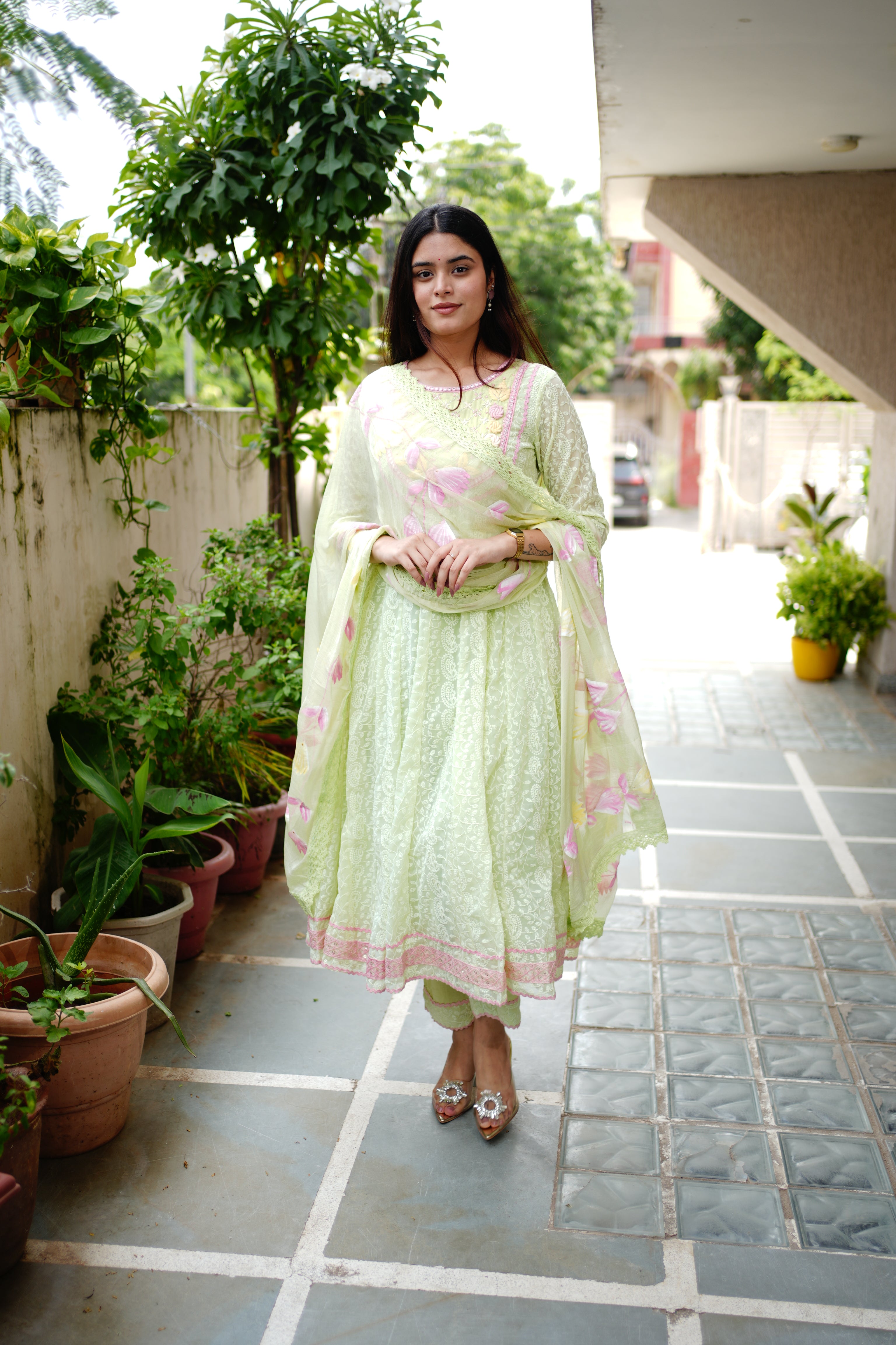 Mia Georgette HandEmbroidered Anarkali Set - The Jaipur Studio