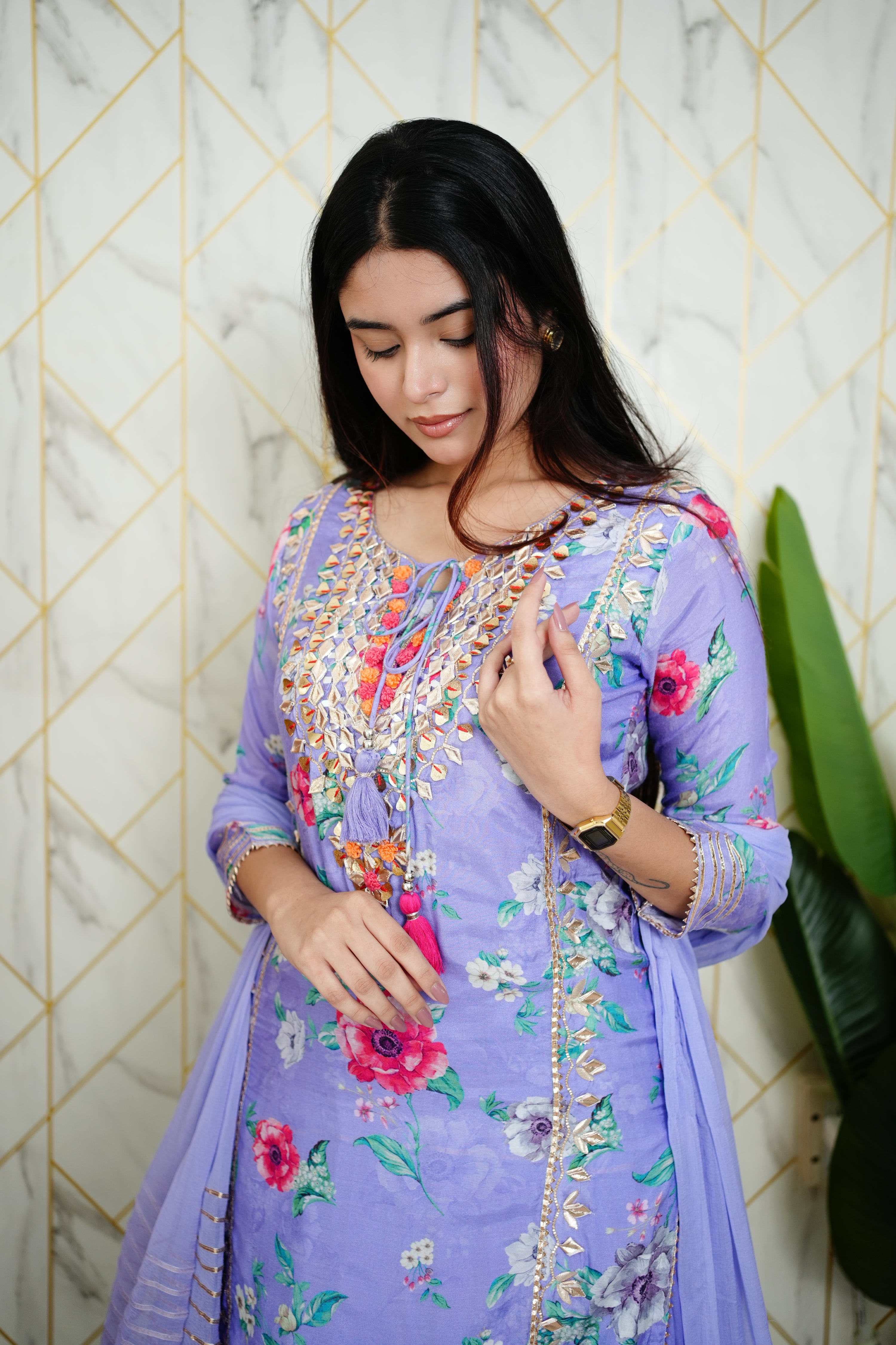 Naaz Muslin Double Layer Dupatta Set - The Jaipur Studio