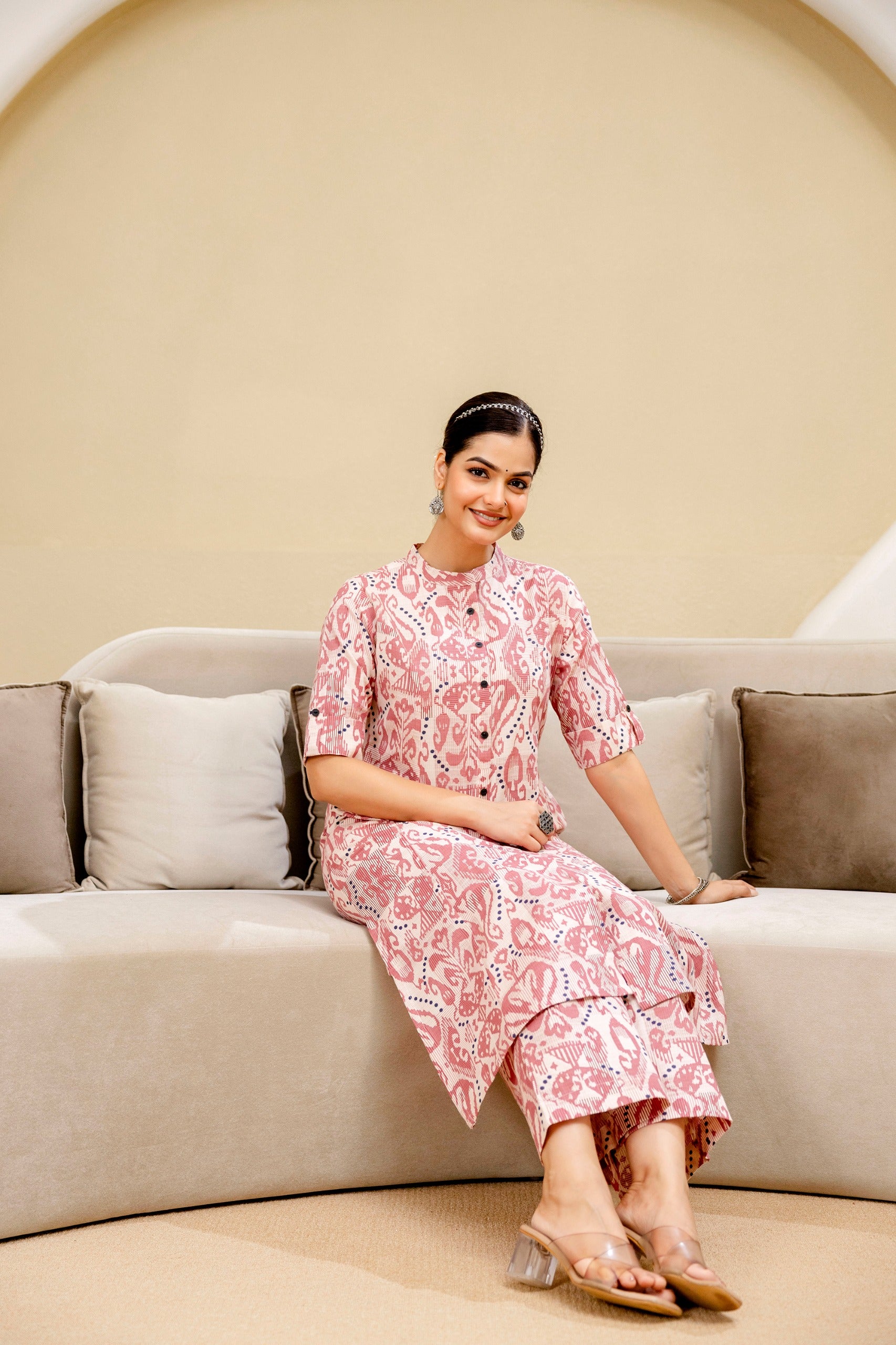 Pari Cotton Ikkat Cotton A-line Coord Set