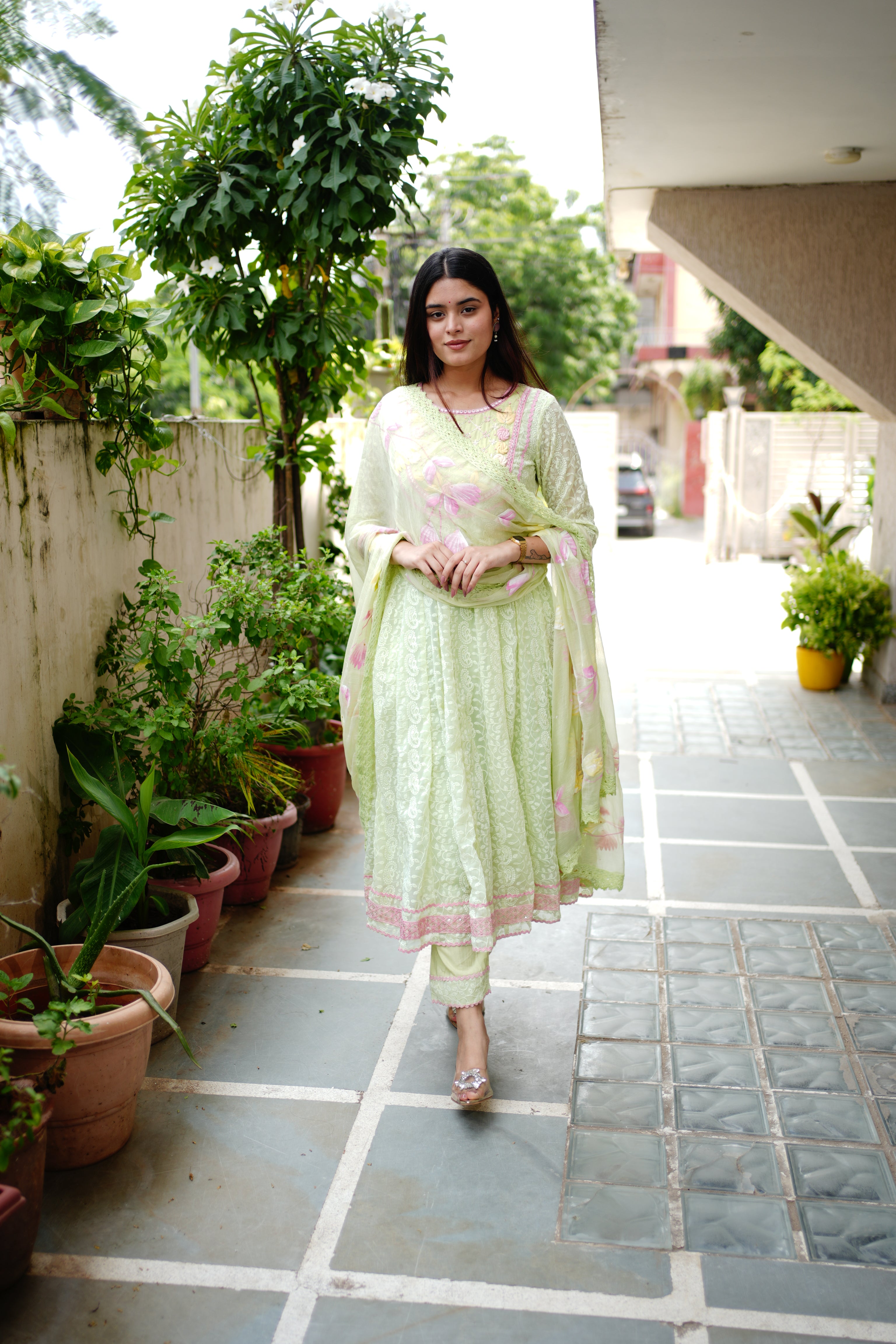 Mia Georgette HandEmbroidered Anarkali Set - The Jaipur Studio