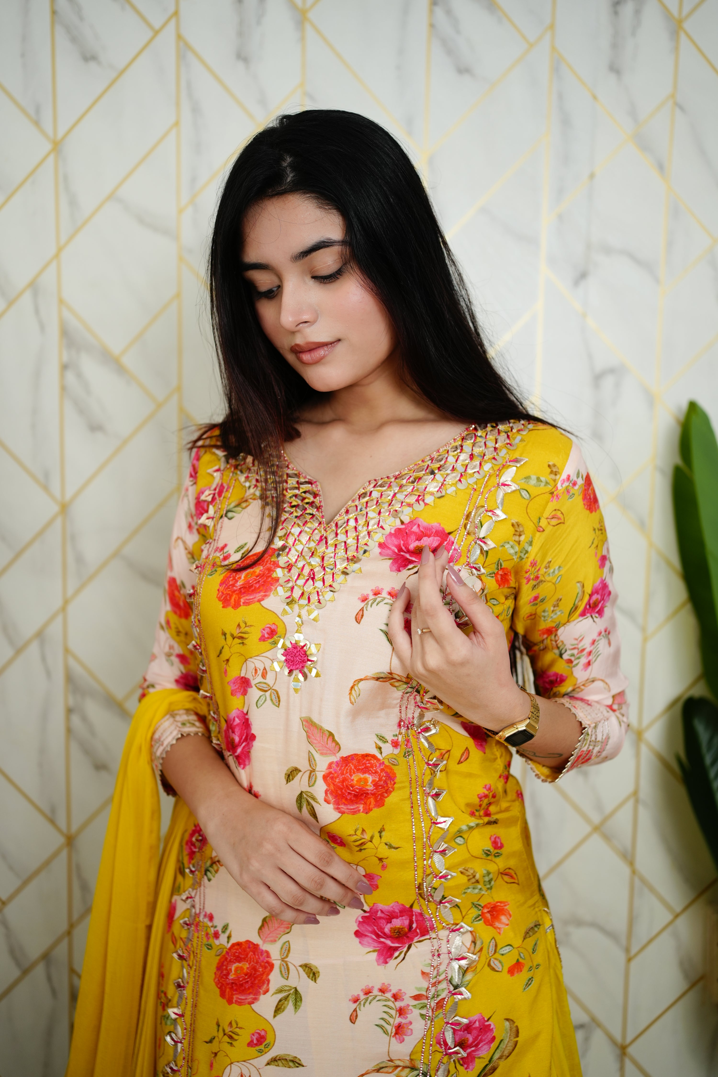 Tahira Muslin Double Layer Dupatta Set - The Jaipur Studio