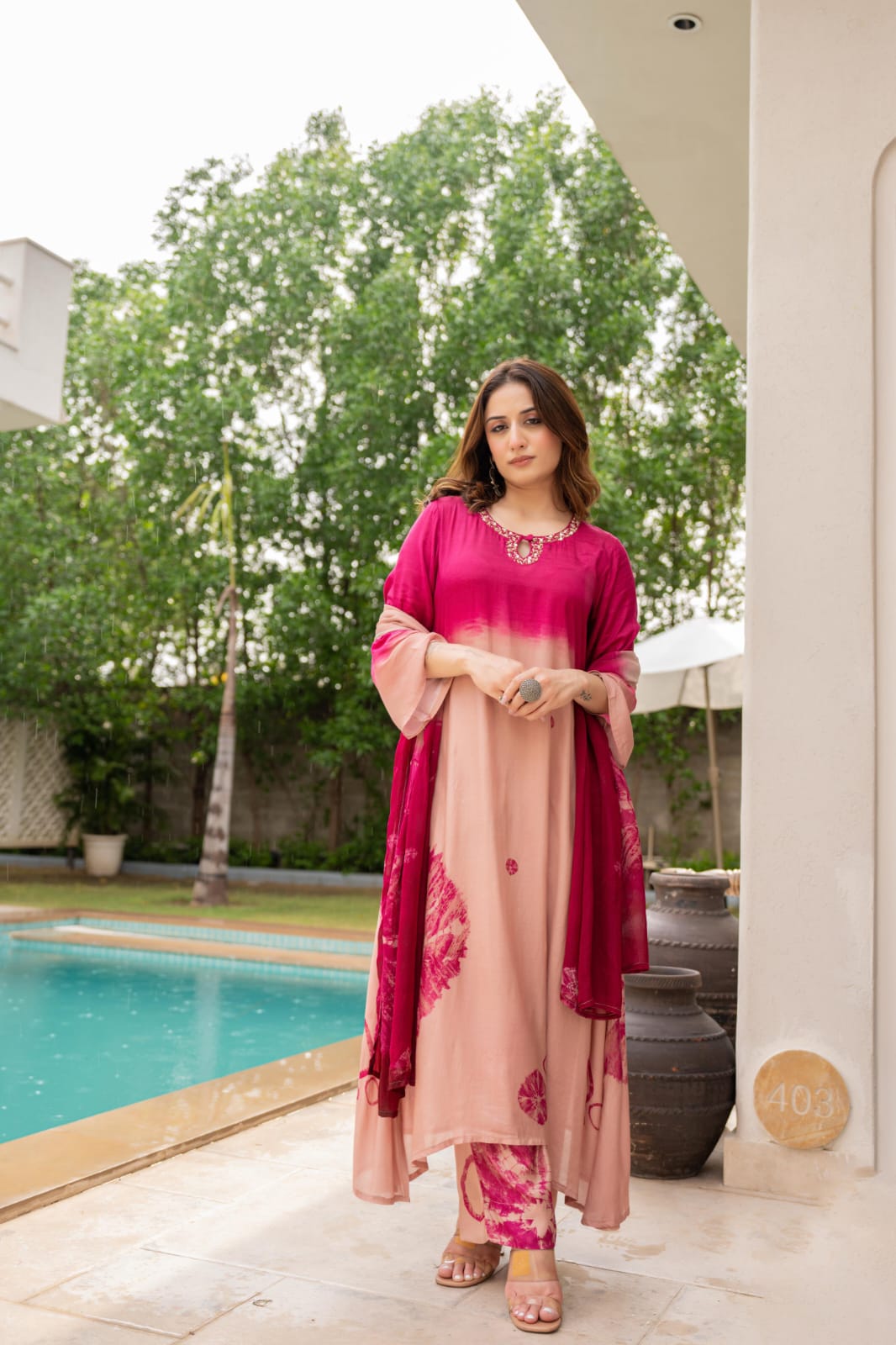 Asymmetric Premium Muslin HandEmbroidered Coord Set - The Jaipur Studio