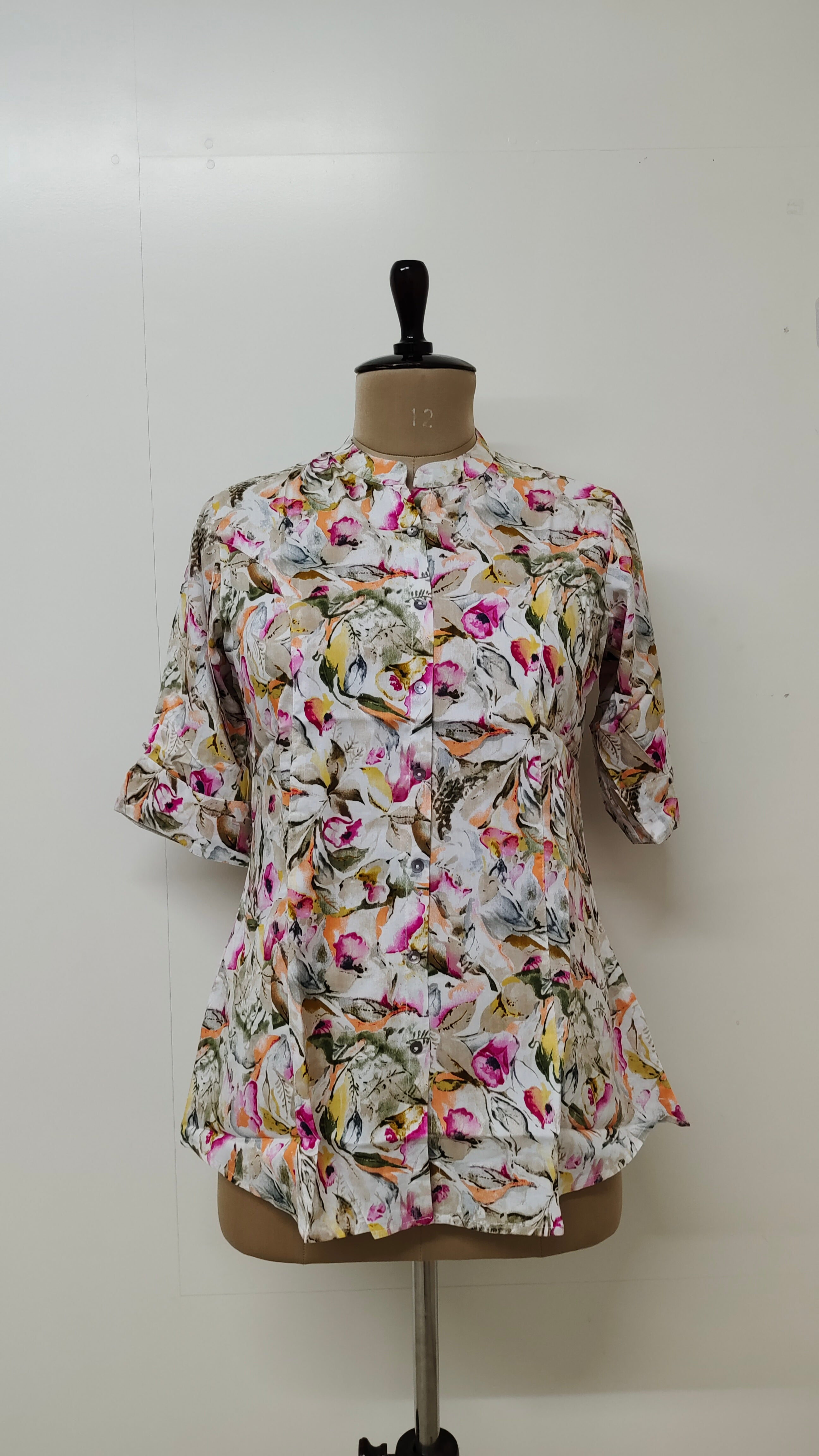 White Rayon Floral Blossom Short Top