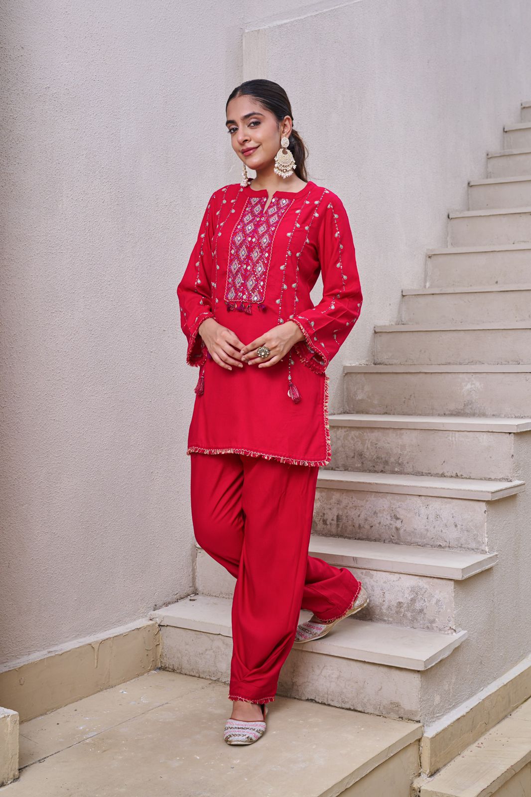 Gulnaar Two-Piece Embroidered Coord set