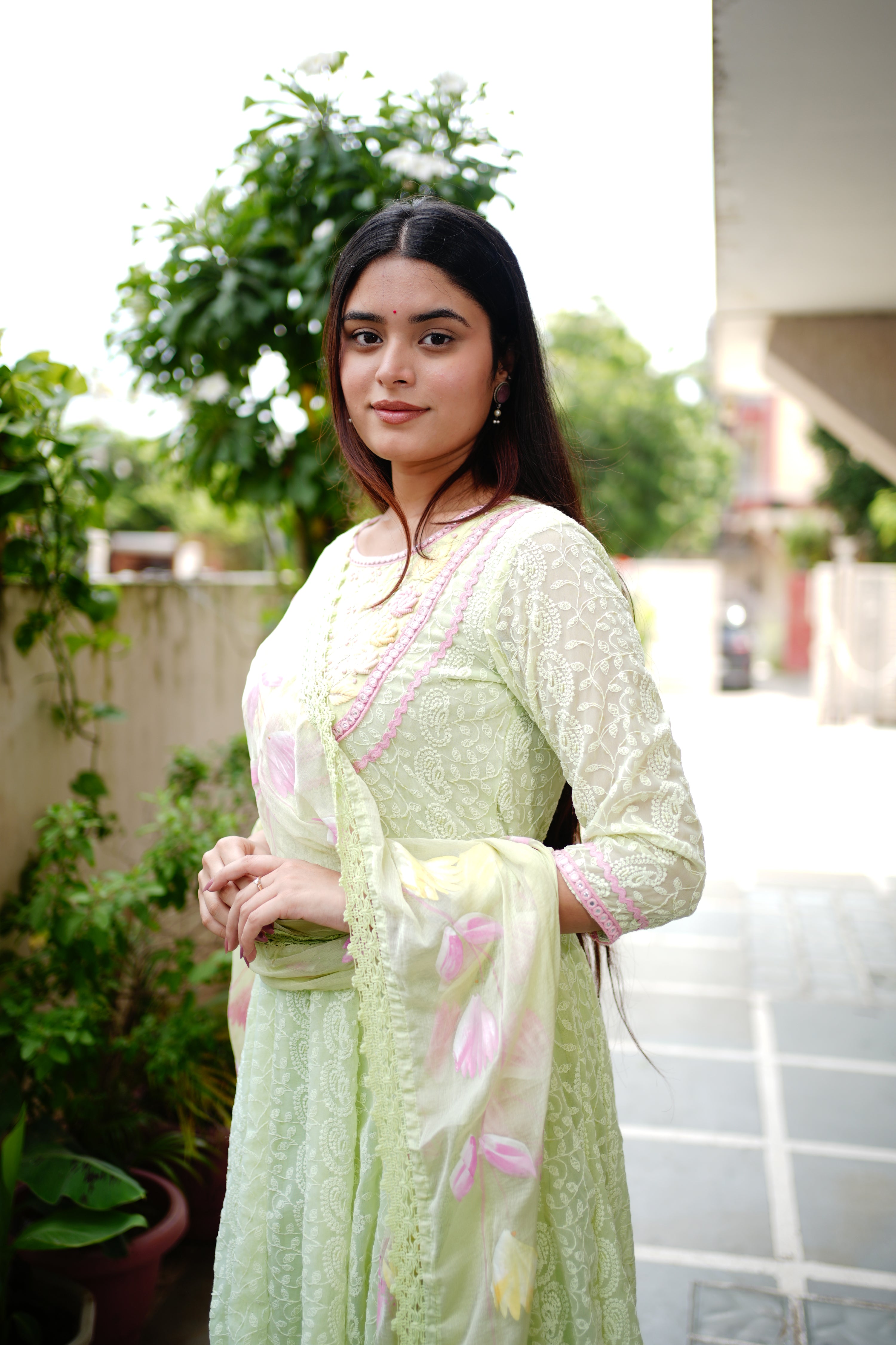 Mia Georgette HandEmbroidered Anarkali Set - The Jaipur Studio