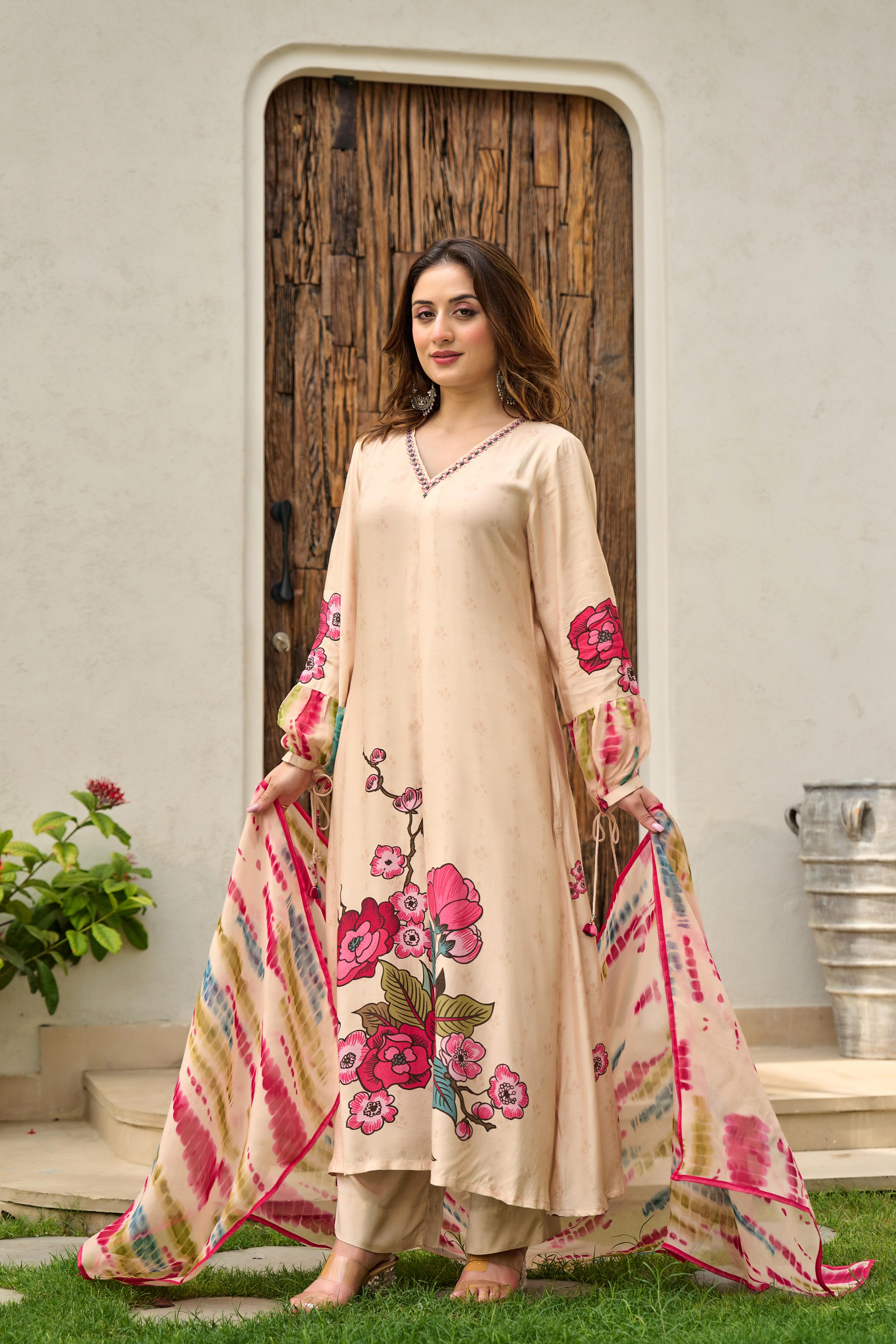 Dolly Muslin Floral Embroidered Pant Set - The Jaipur Studio