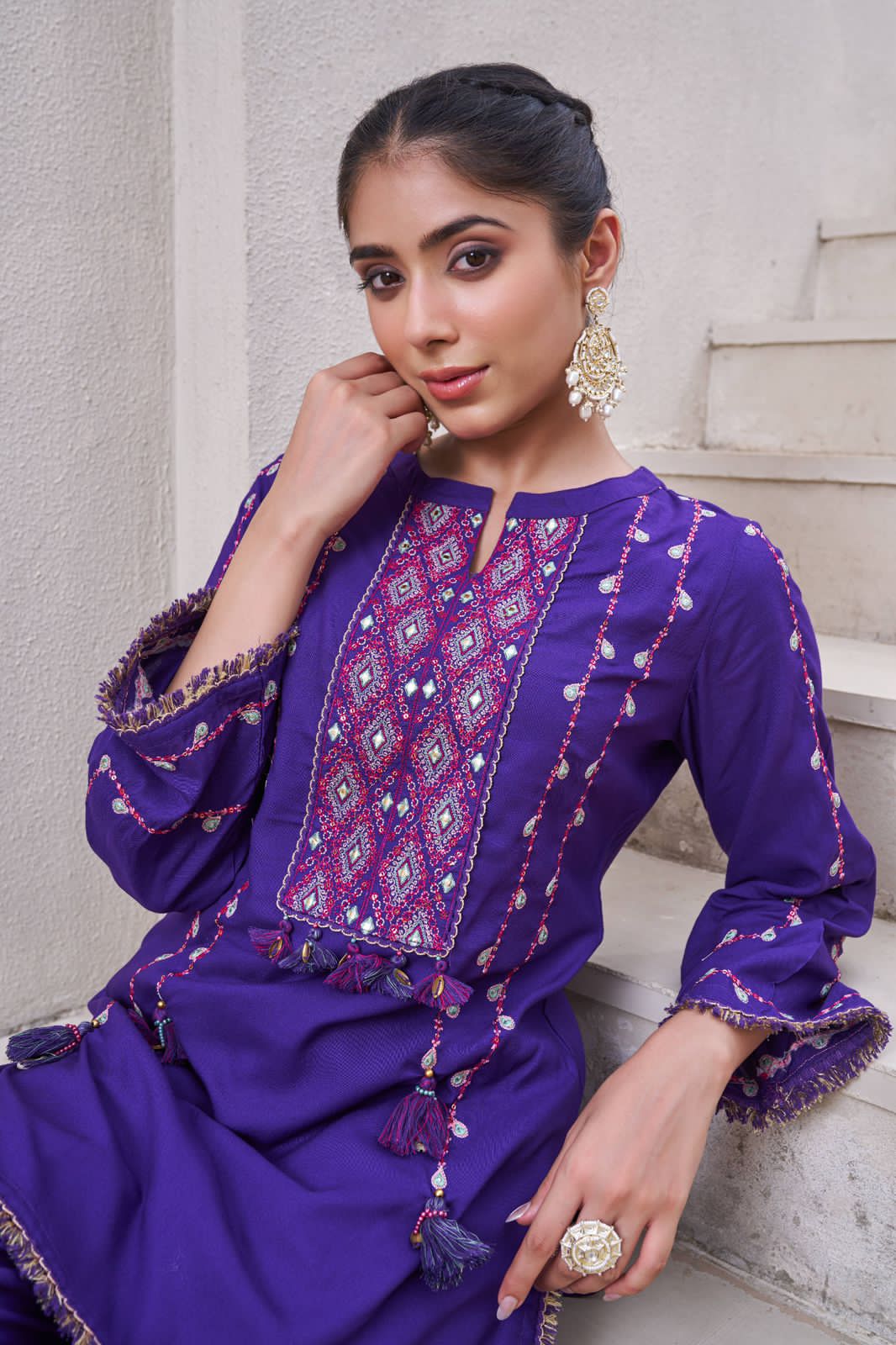 Gulnaar Two-Piece Embroidered Coord set