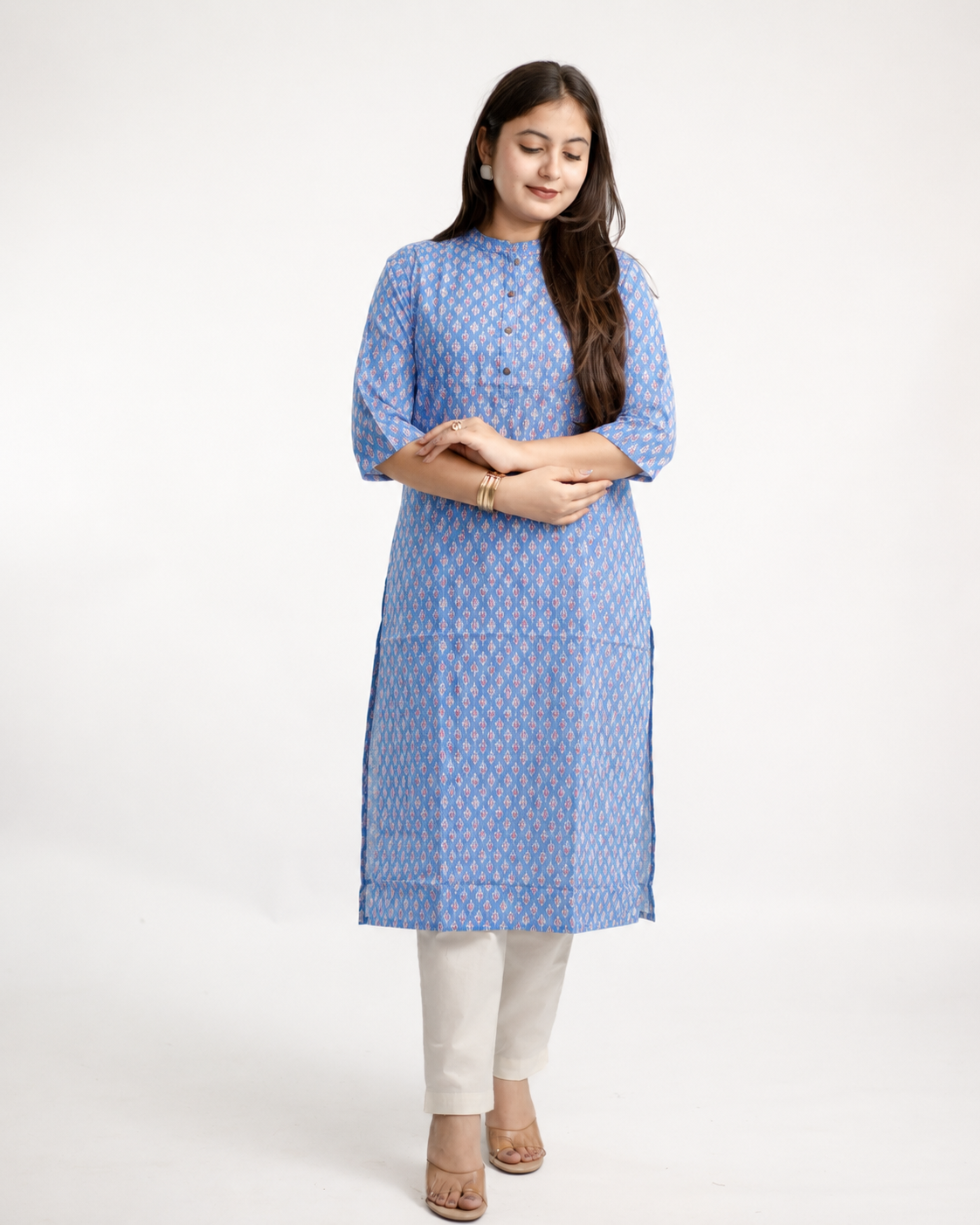 Rozana Katha Cotton Casual Straight Kurta
