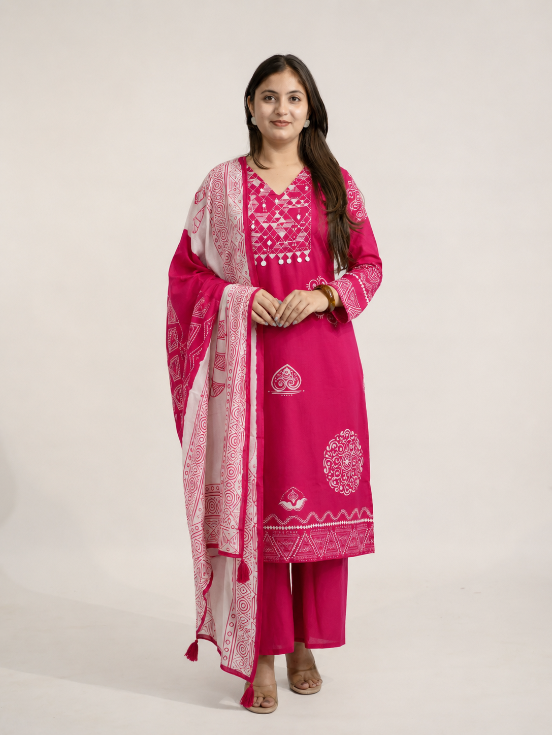 Joshina Pink Crepe HandEmbroidered Pant Set