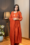 Taara Rust Silk Zari Embroidered Anarkali Set - The Jaipur Studio