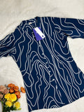 Navy Blue Breathable Rayon Casual Short Top