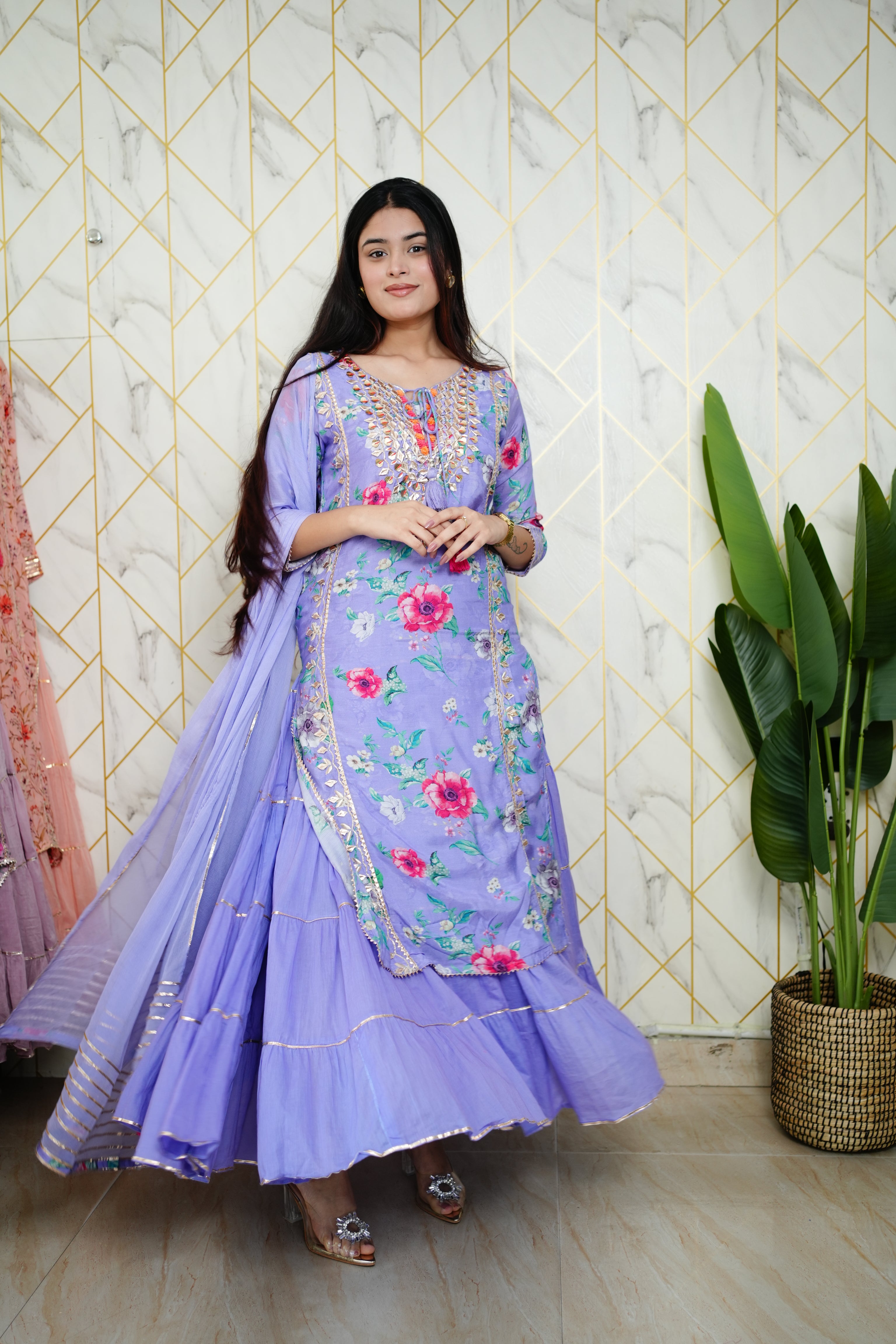 Naaz Muslin Double Layer Dupatta Set - The Jaipur Studio