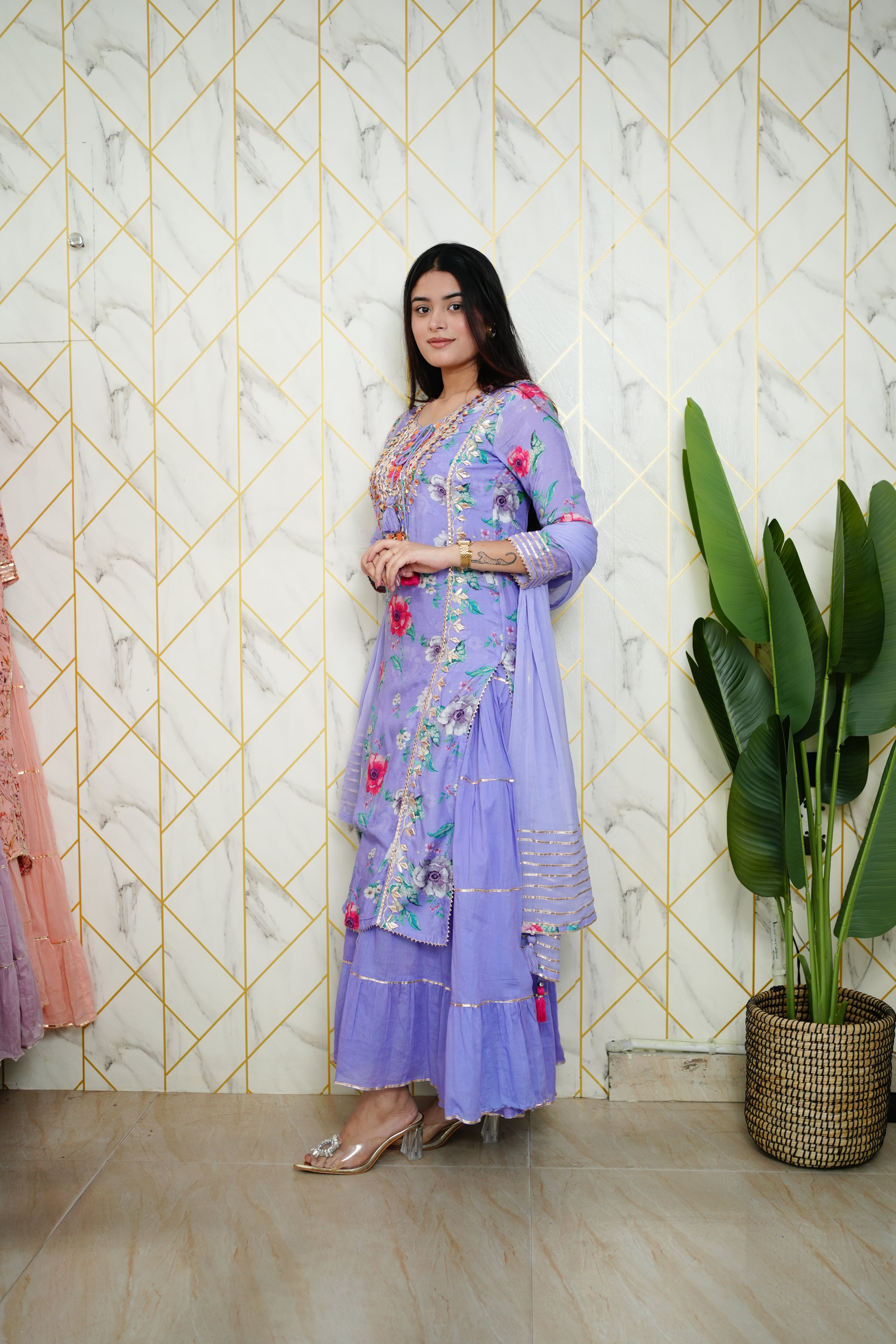 Naaz Muslin Double Layer Dupatta Set - The Jaipur Studio