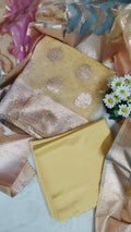 Unstitched Kurta Set with Rose-Gold Zari Booti and Designer Pastel Dupatta