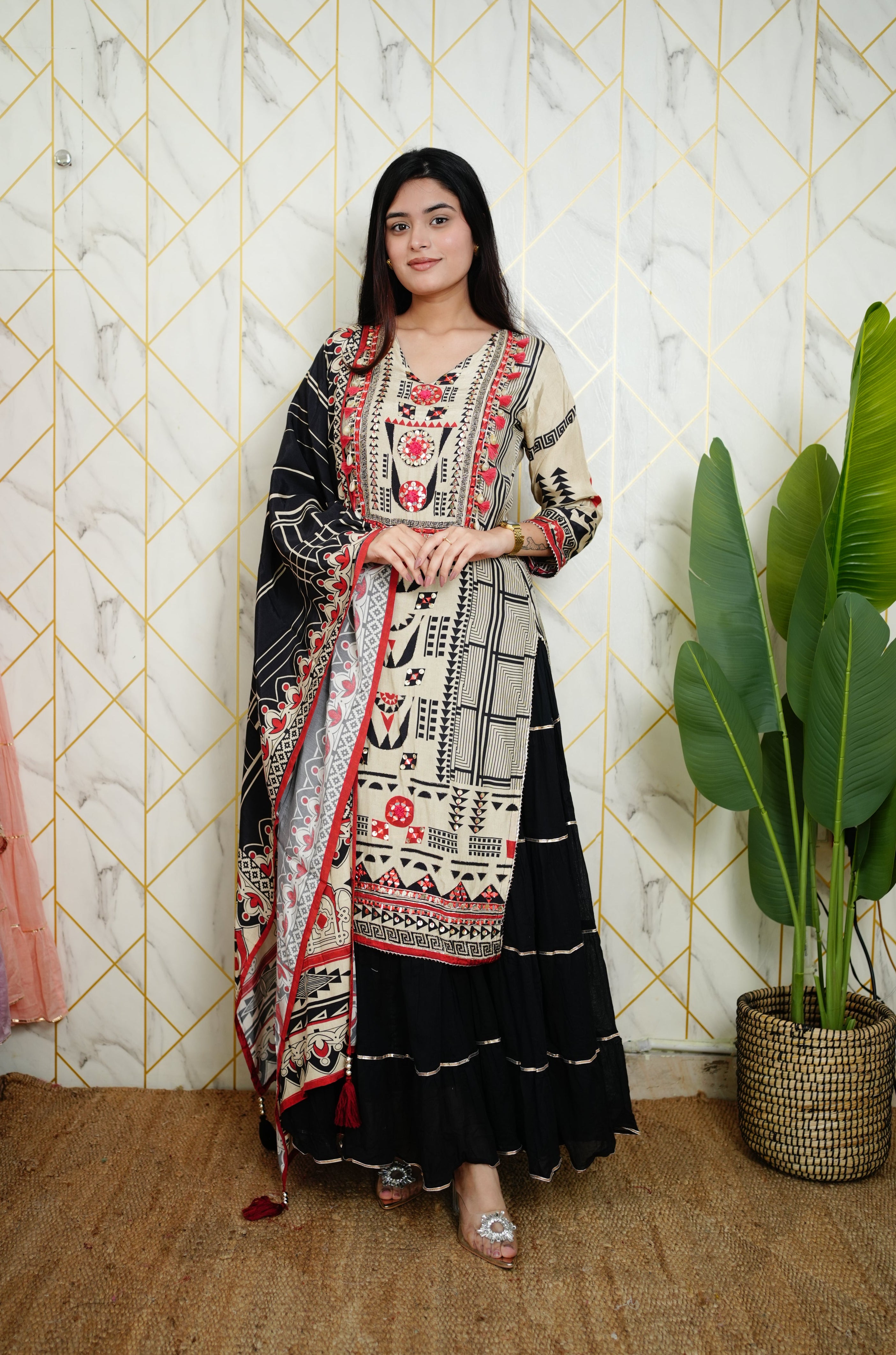 Faiza Muslin Double Layer Dupatta Set - The Jaipur Studio