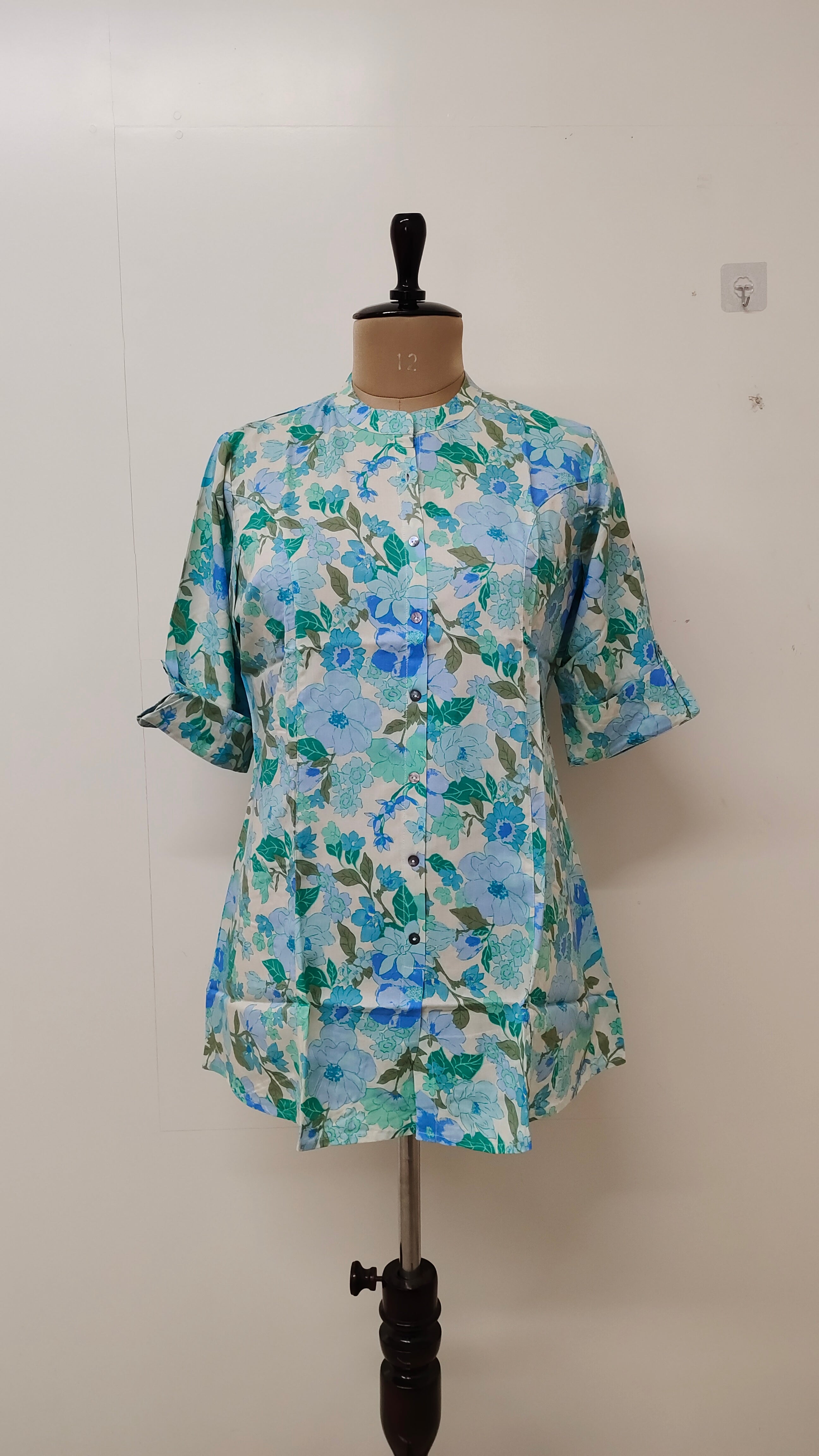 Blue Floral Multi Rayon Short Top