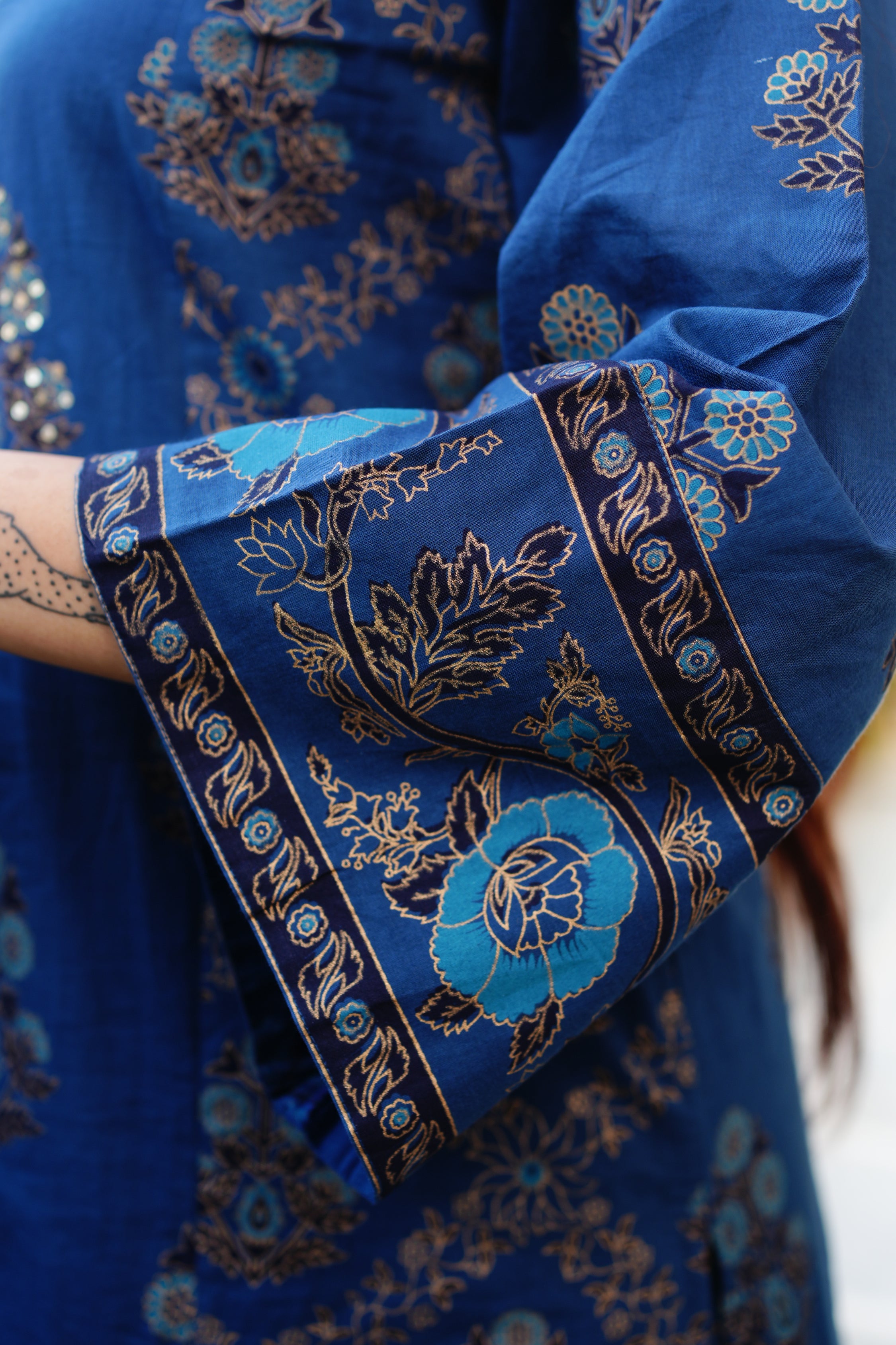 Irya Cotton Handblock Embroidered Pant Set